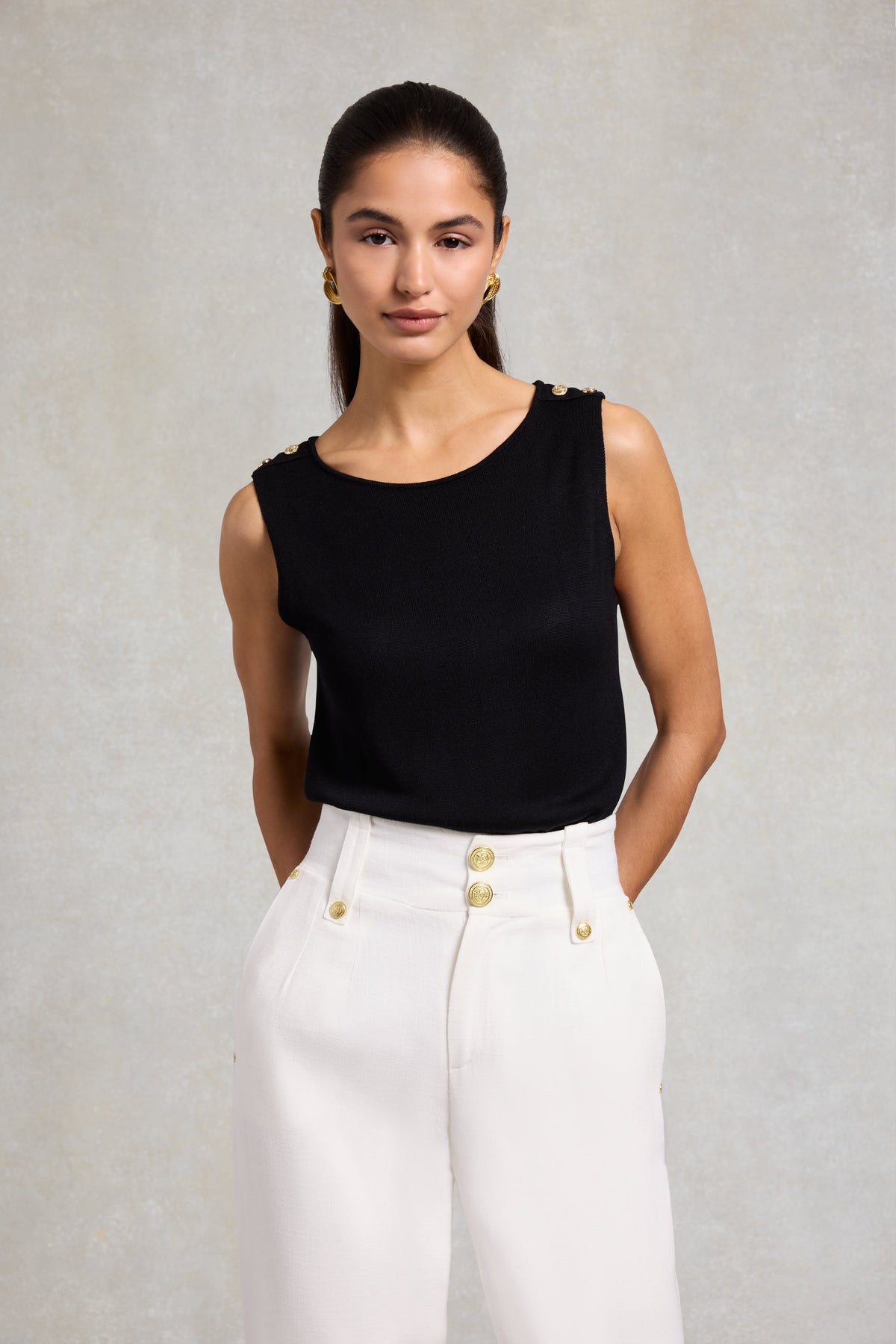 Boat Neck Vest (Black)