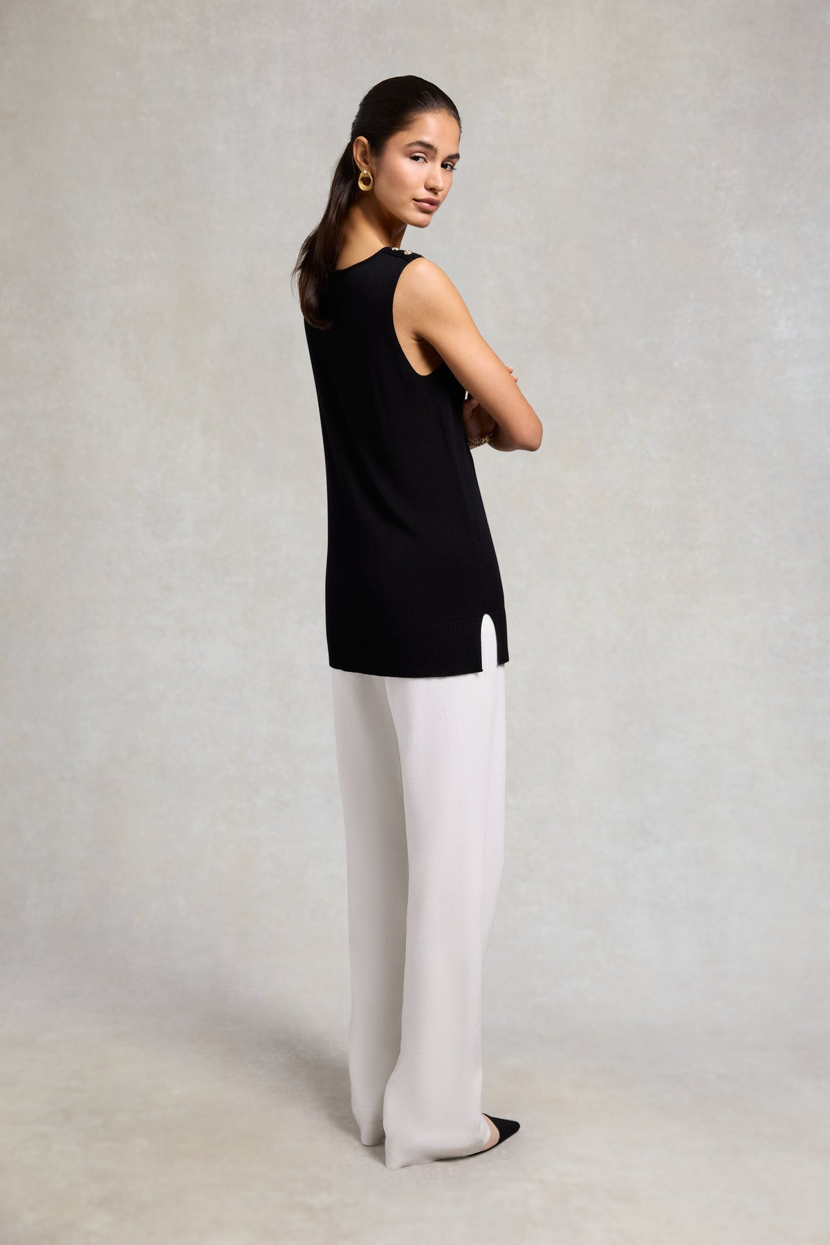 Boat Neck Vest (Black)