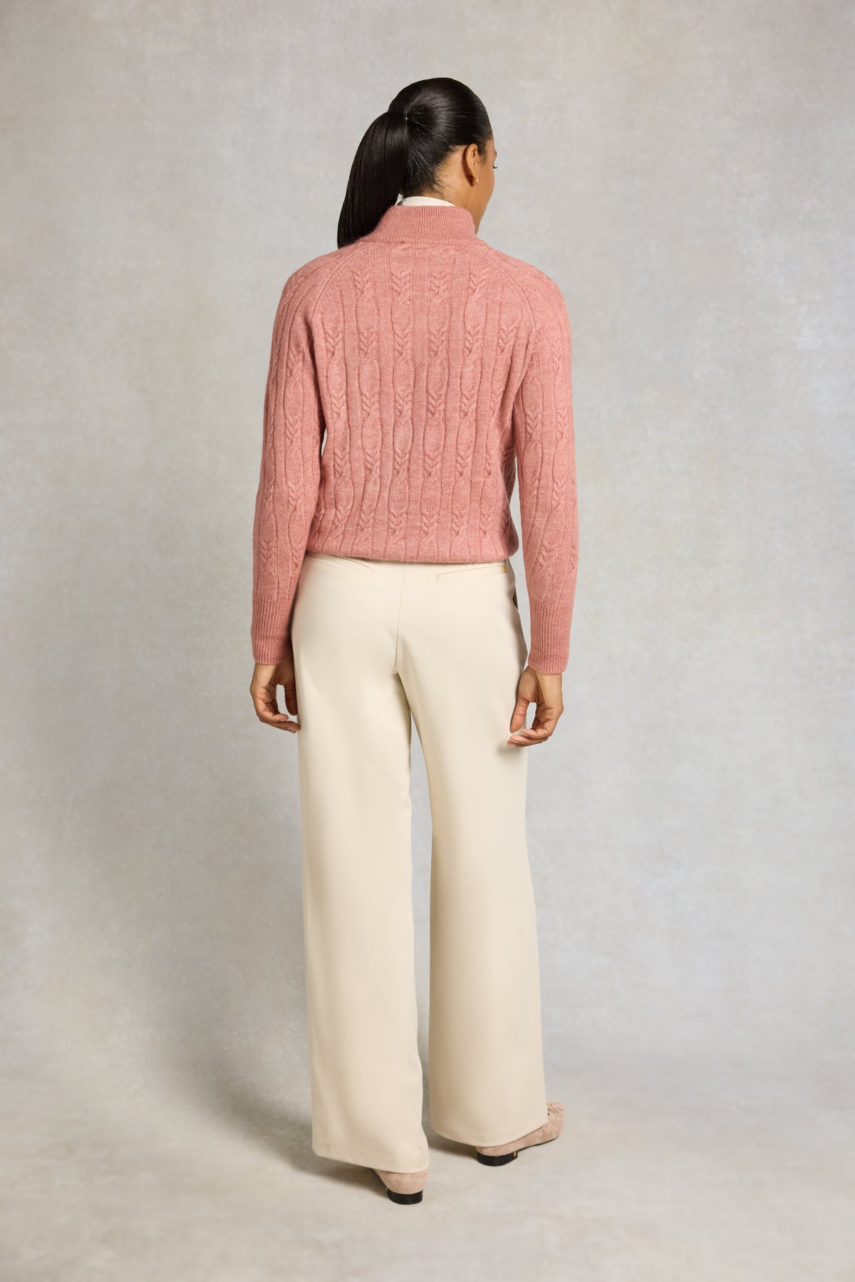 Bridget Quarter Zip Knit (Antique Rose)
