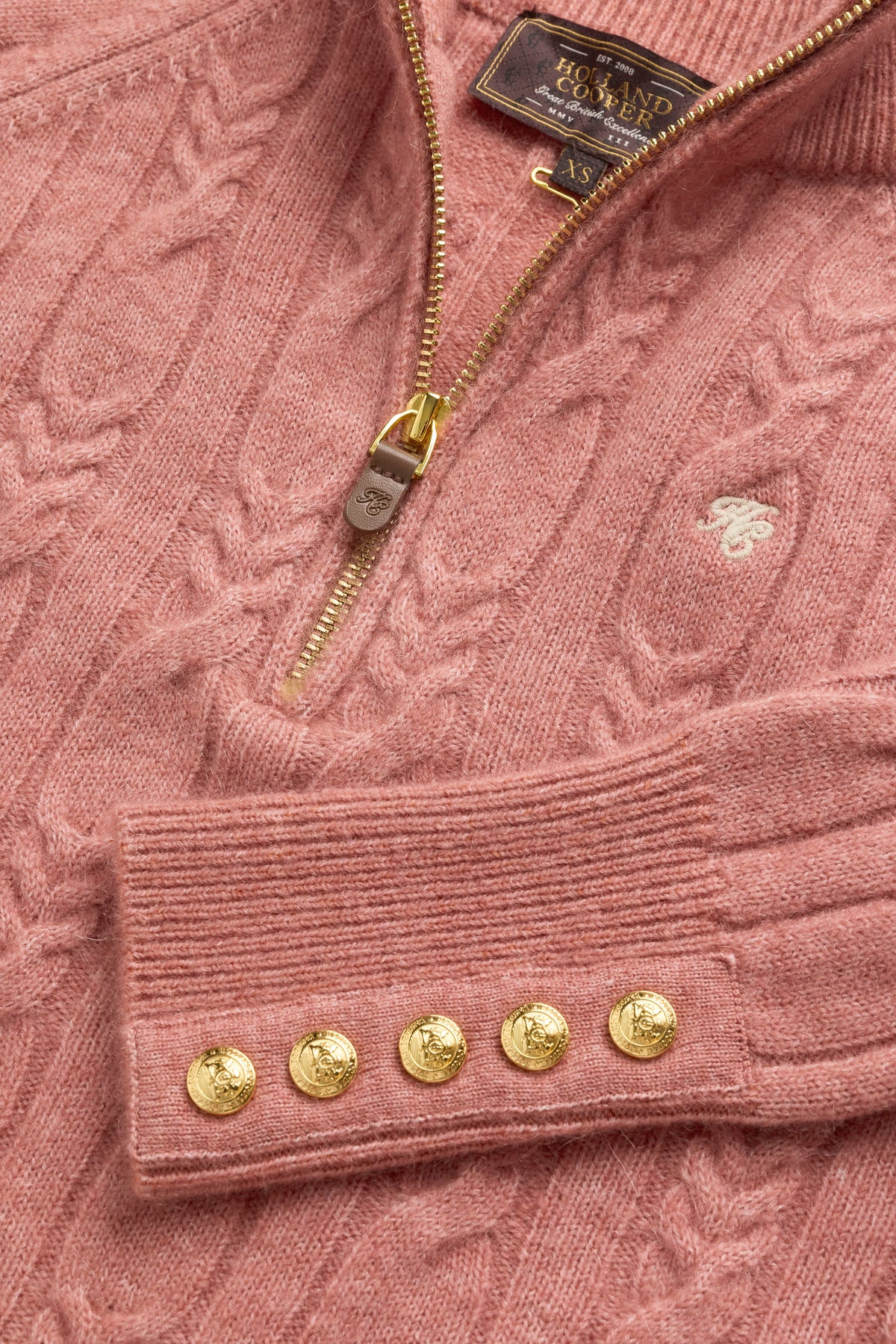 Bridget Quarter Zip Knit (Antique Rose)