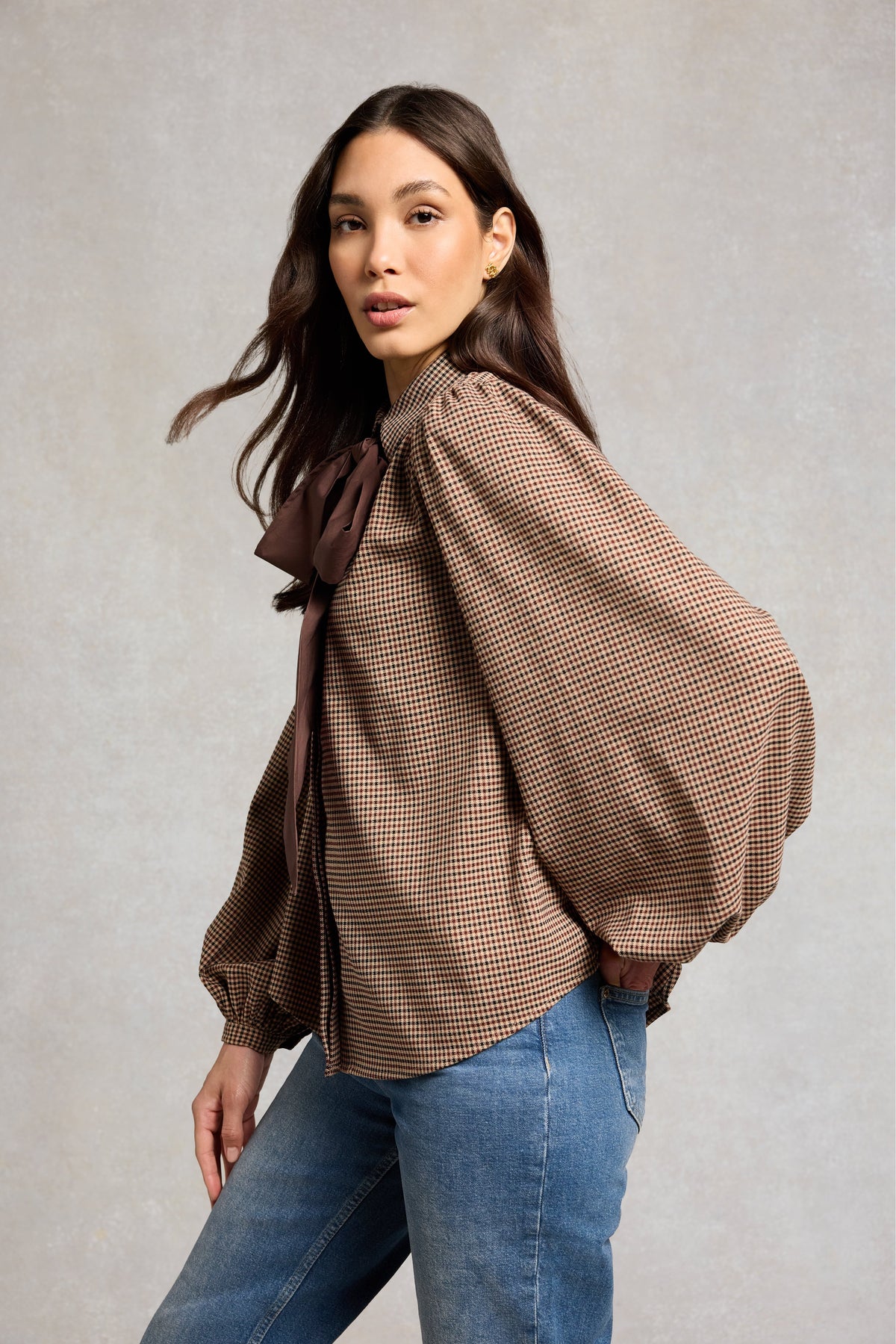Burford Blouse (Coffee Gingham)