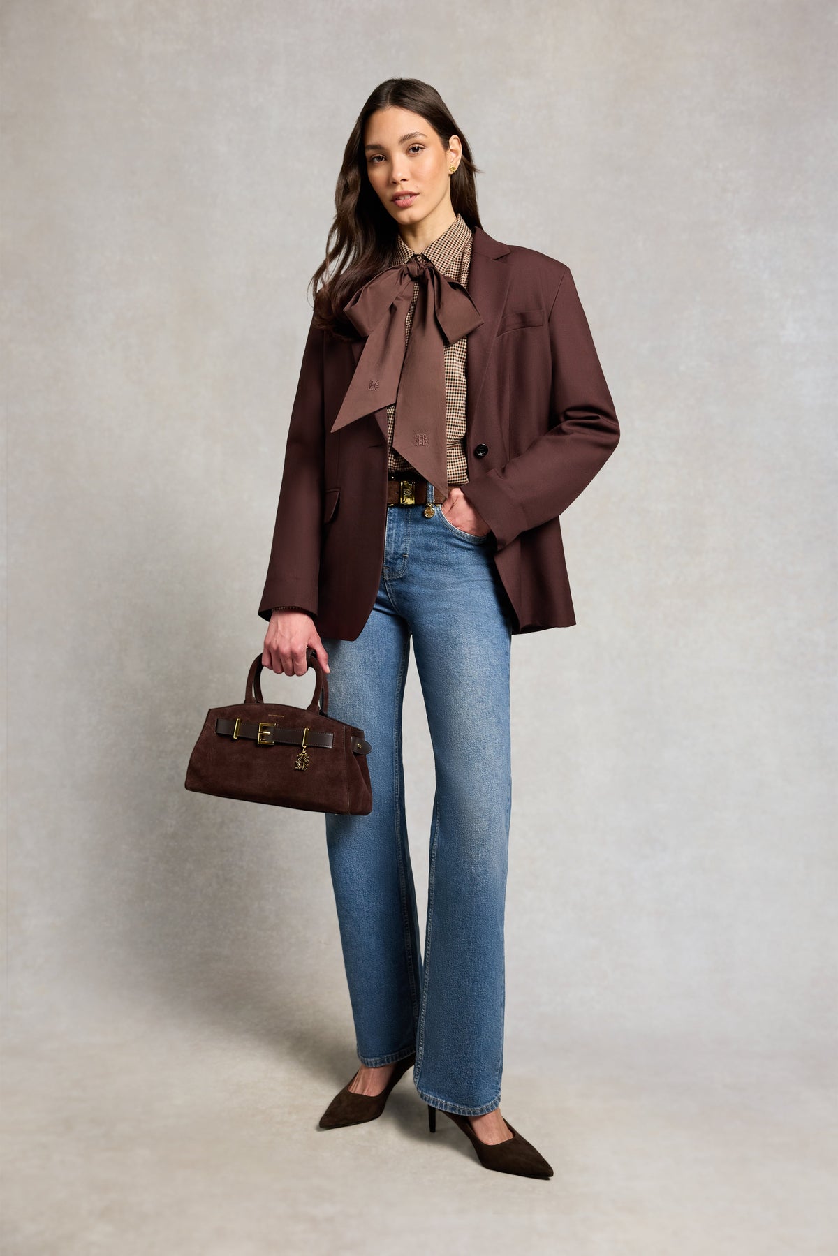 Burford Blouse (Coffee Gingham)