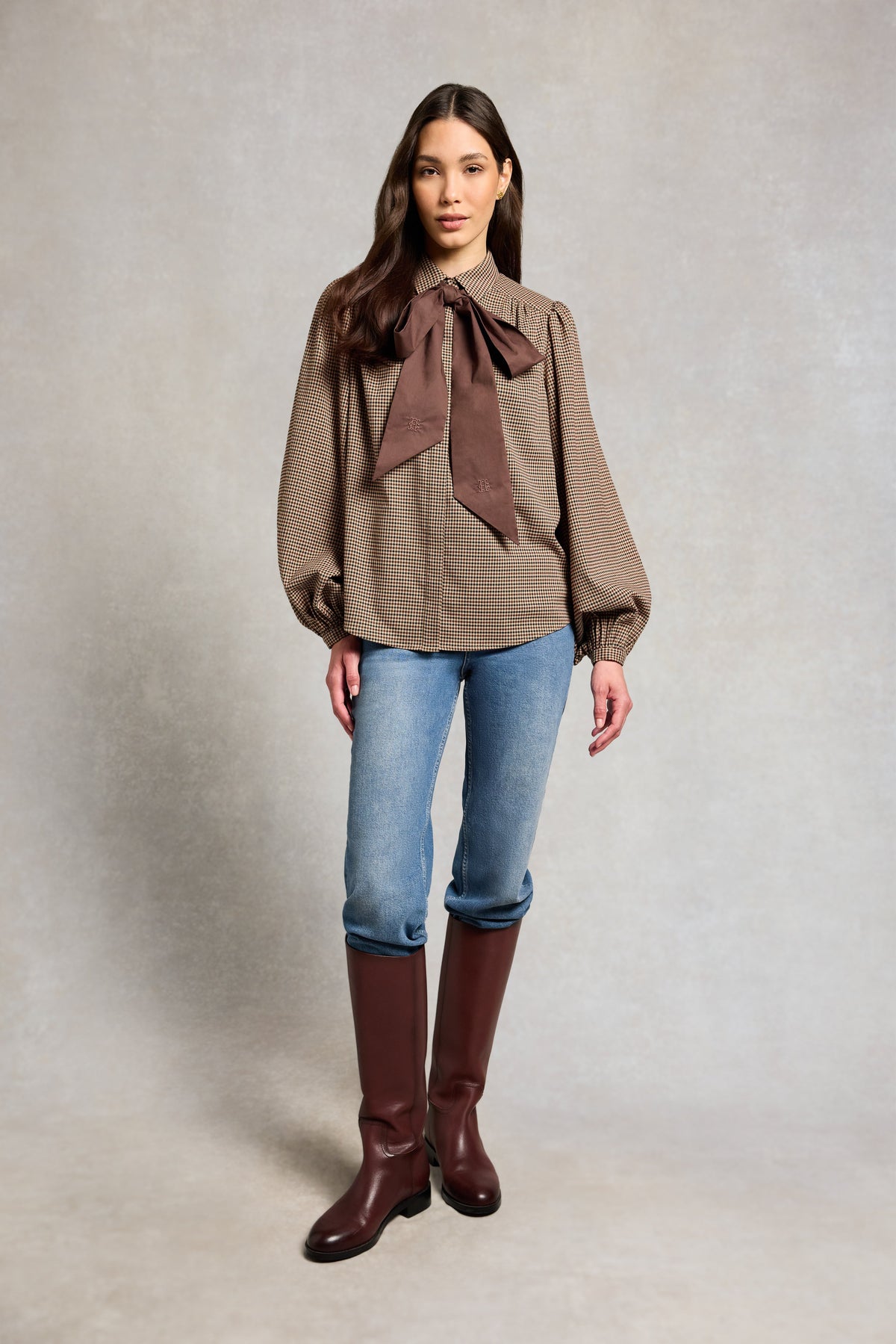 Burford Blouse (Coffee Gingham)