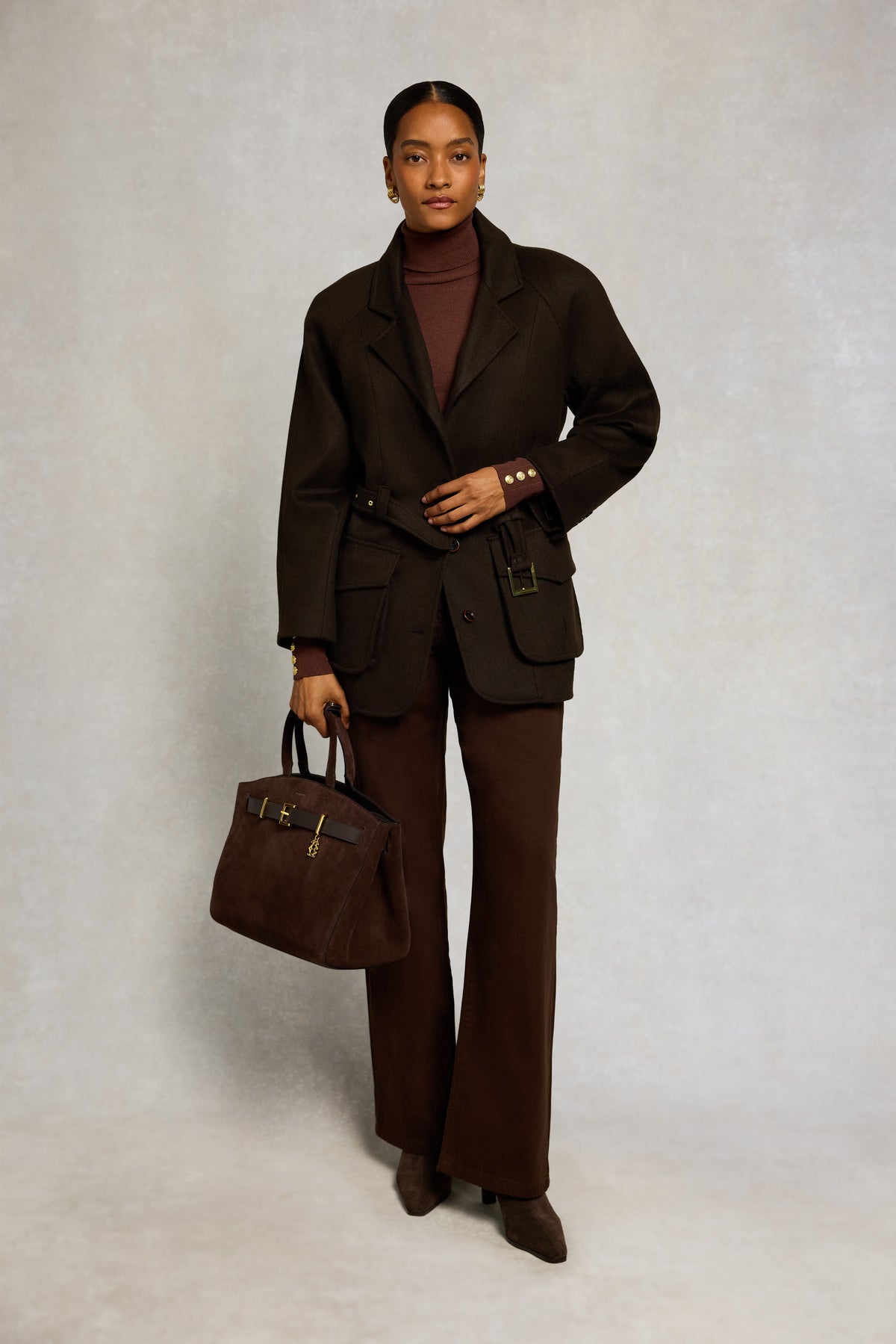 Buttoned Knit Roll Neck (Walnut)