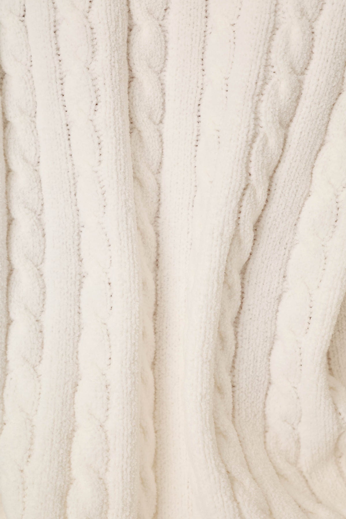 Cozy Chenille Cable Knit Ivory V-Neck Lounge Set