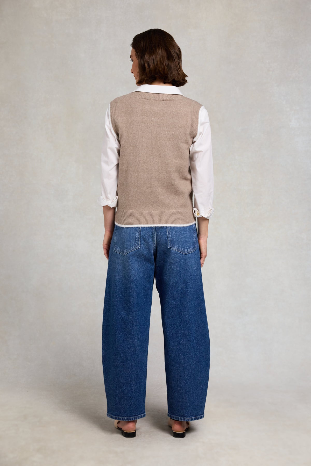 Cecilia Knitted V-Neck Tank (Porcini)