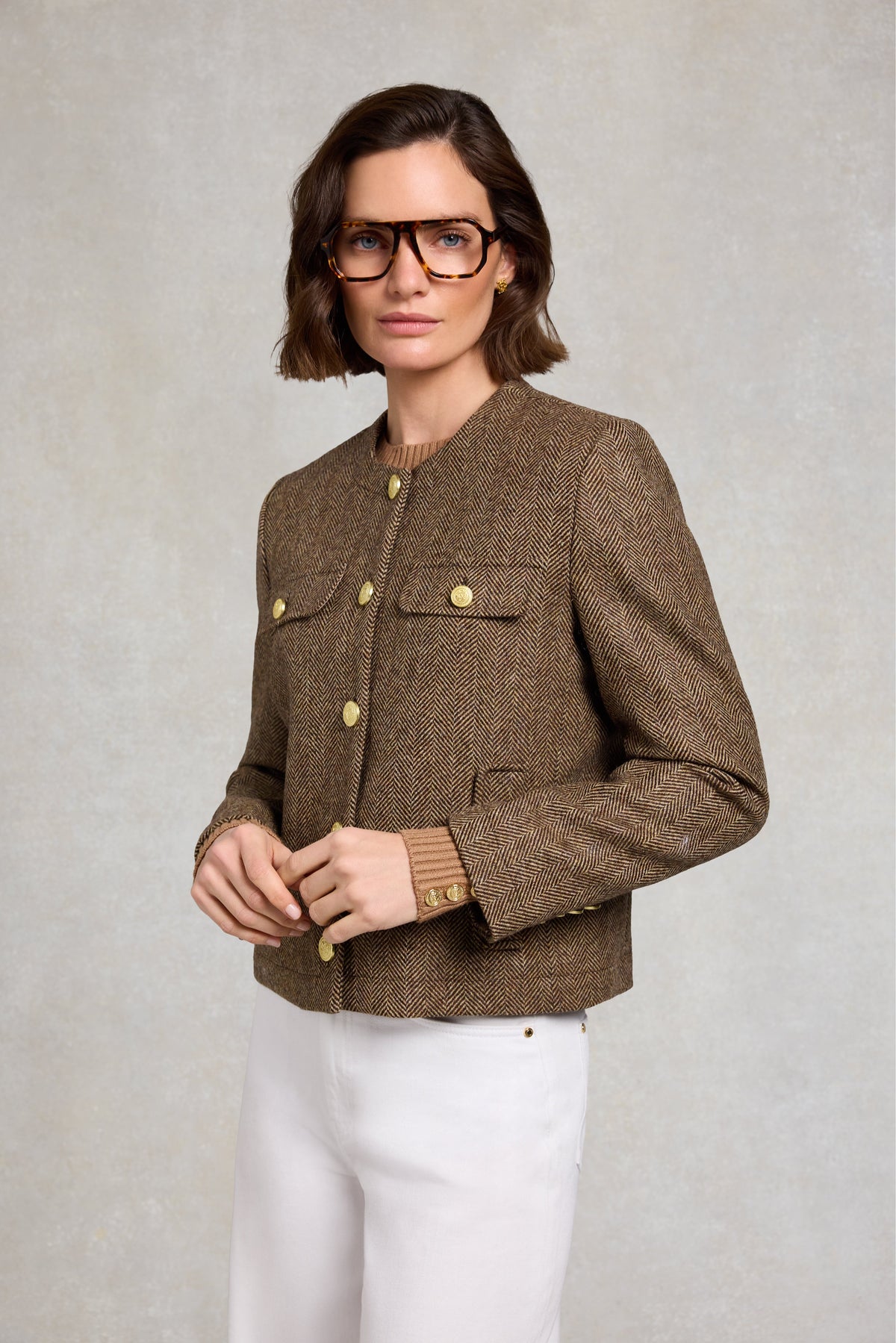 Chelsea Jacket (Large Scale Brown Herringbone)