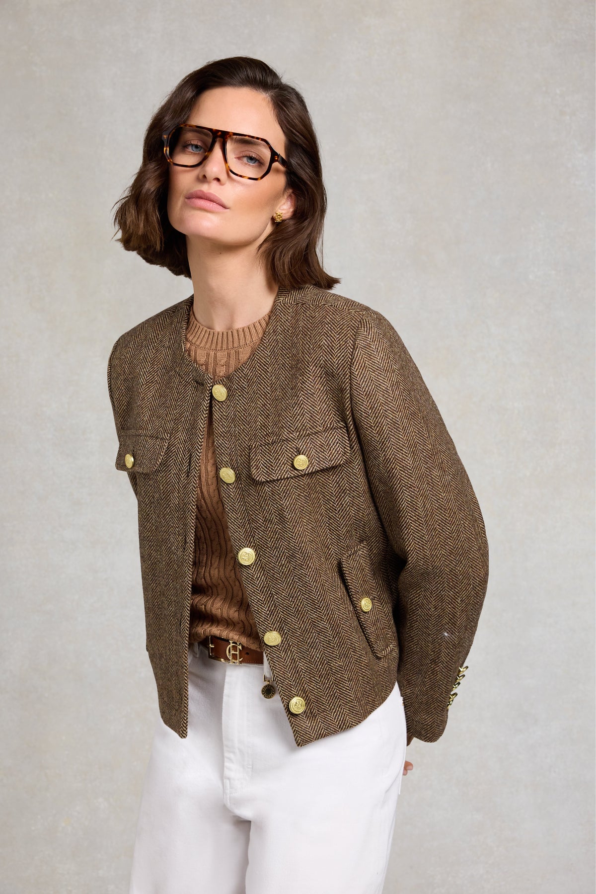 Chelsea Jacket (Large Scale Brown Herringbone)