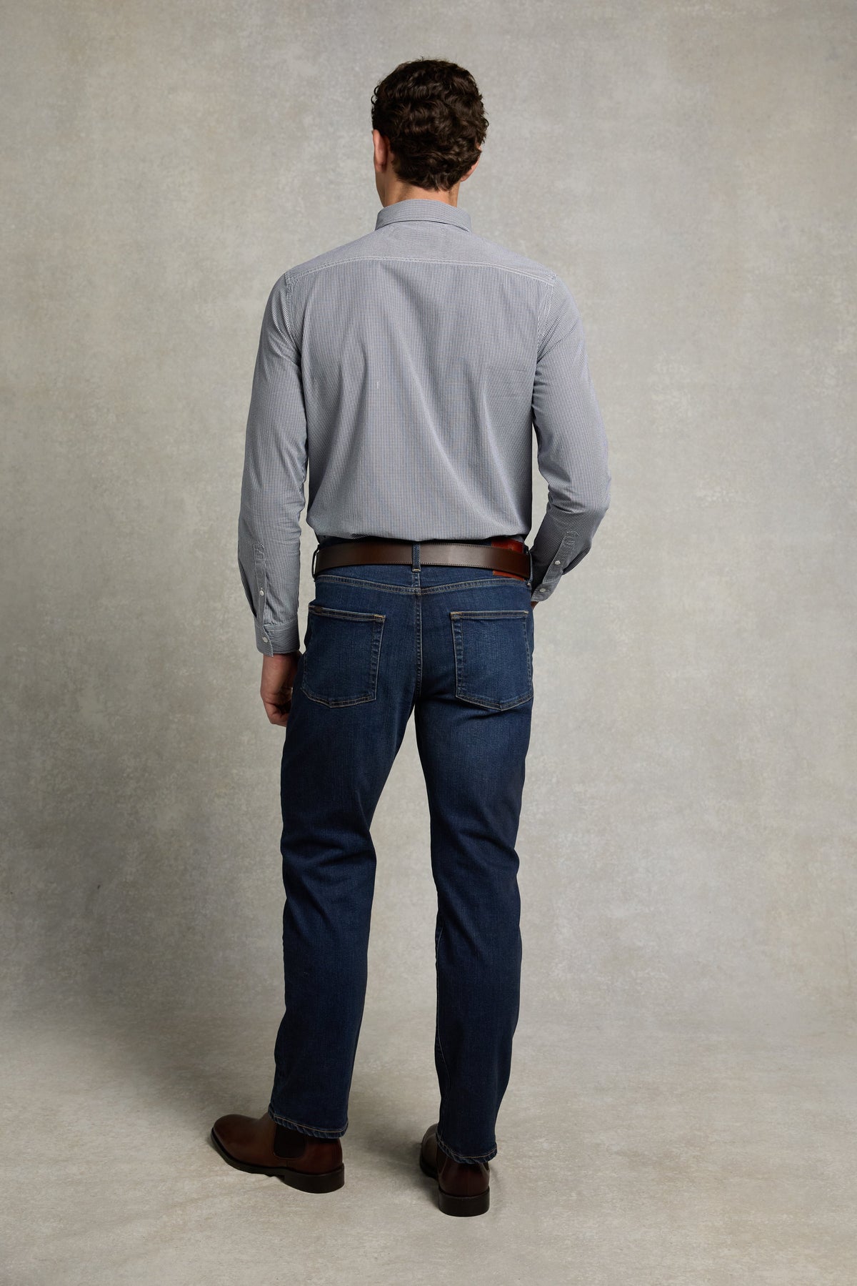 Men's Classic Fit Button Down Shirt (Micro Navy Gingham)