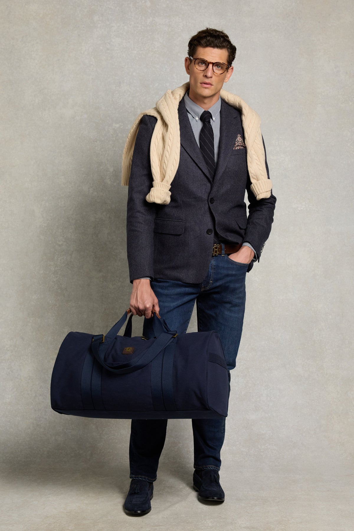 Men's Classic Fit Button Down Shirt (Micro Navy Gingham)