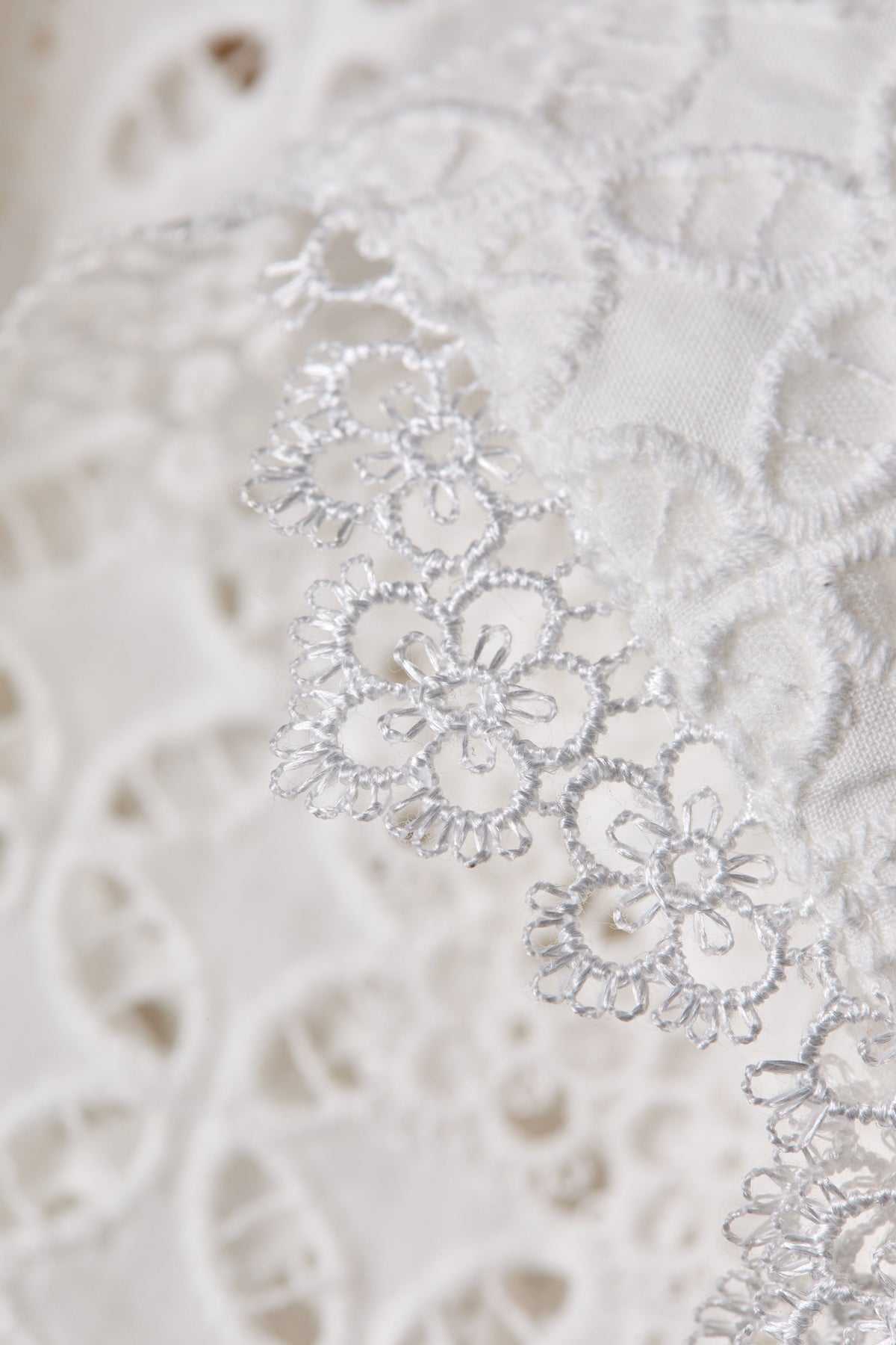 Collarless Broderie Shirt (White)