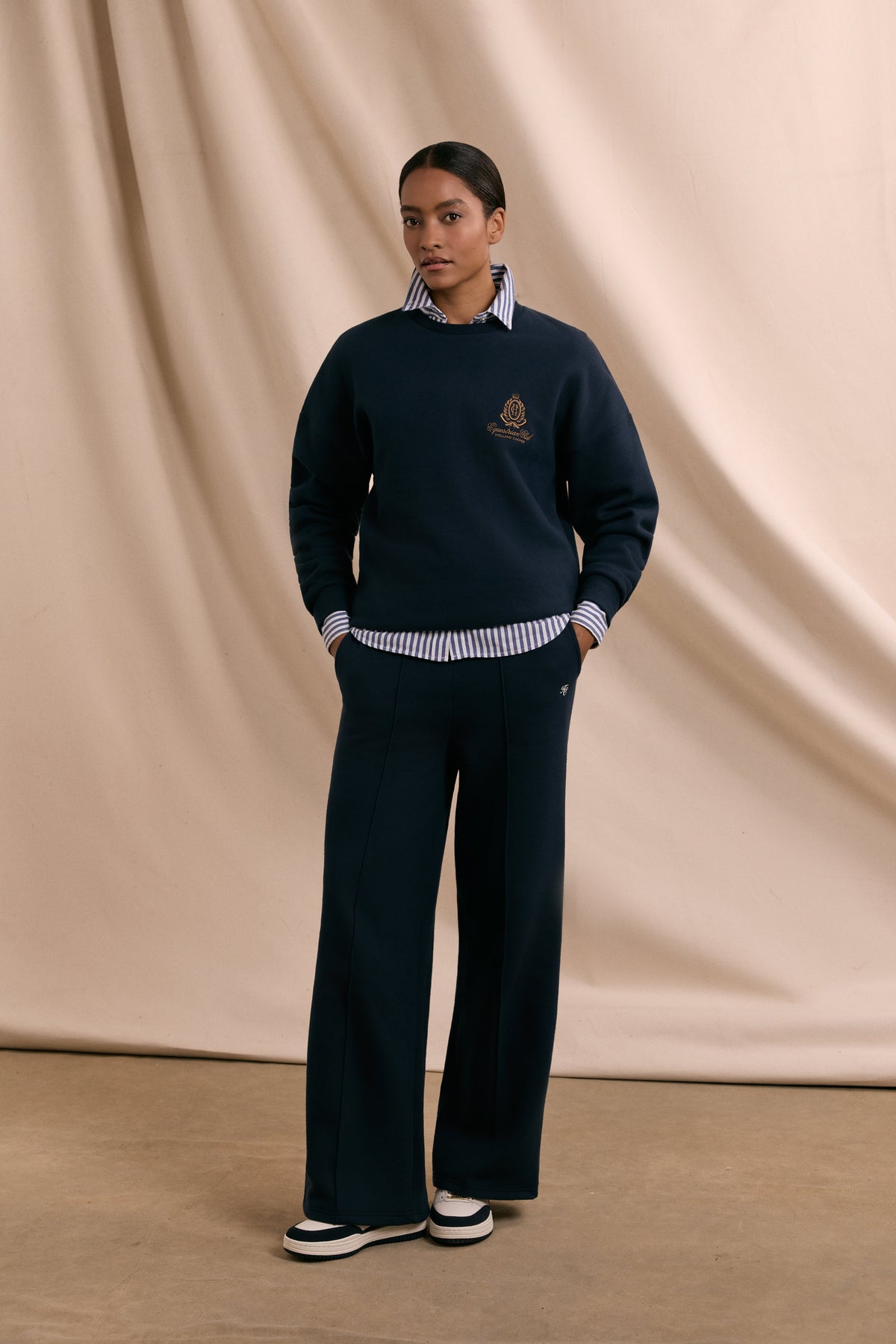 Collegiate Wide Leg Jogger (Ink Navy)