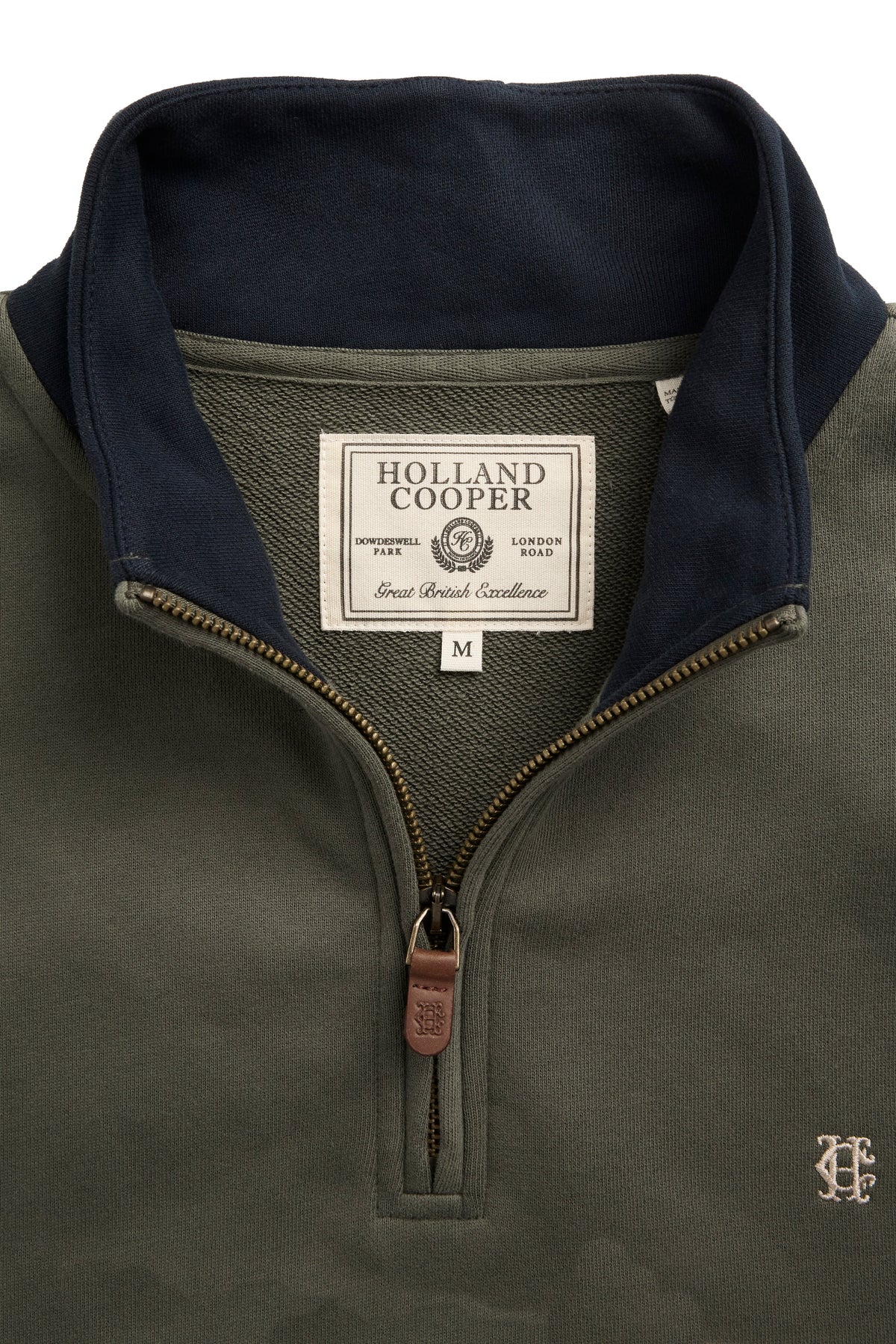 Men's Colour Block Quarter Zip Sweat (Khaki)