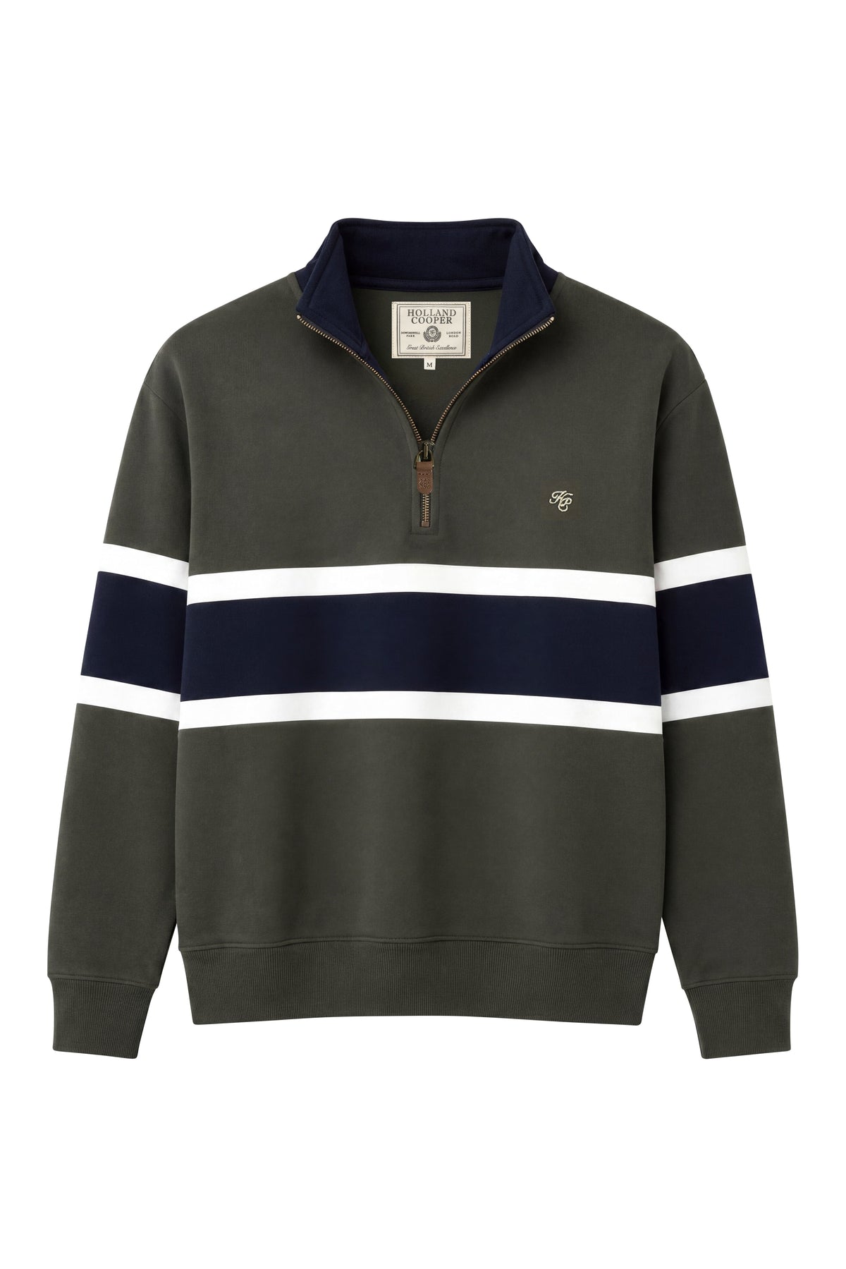 Men's Colour Block Quarter Zip Sweat (Khaki)