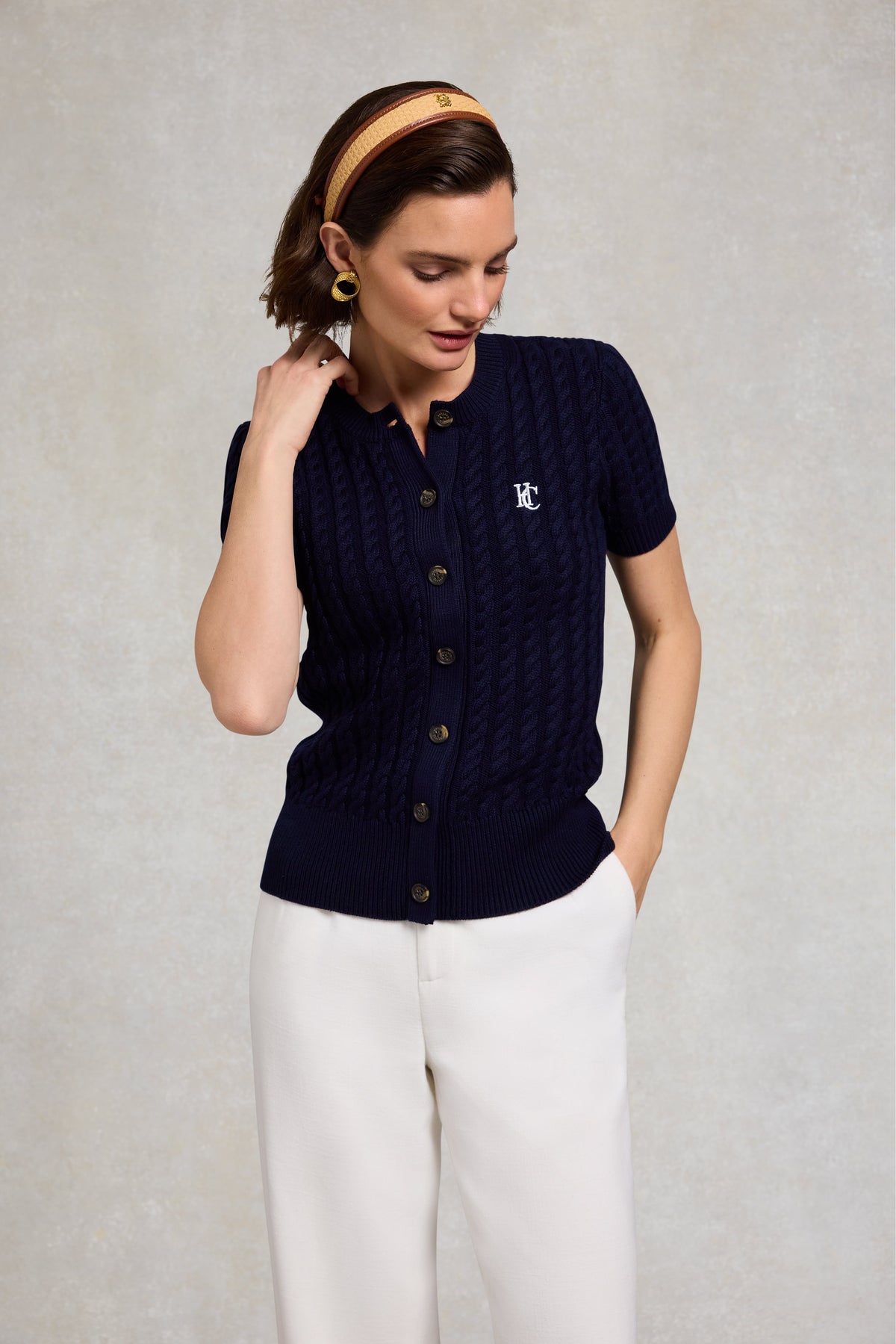Cotswold Short Sleeve Cardigan (Ink Navy)