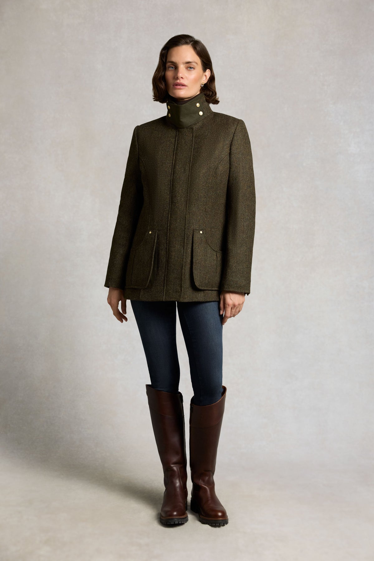 Country Classic Jacket (Dark Green Herringbone)