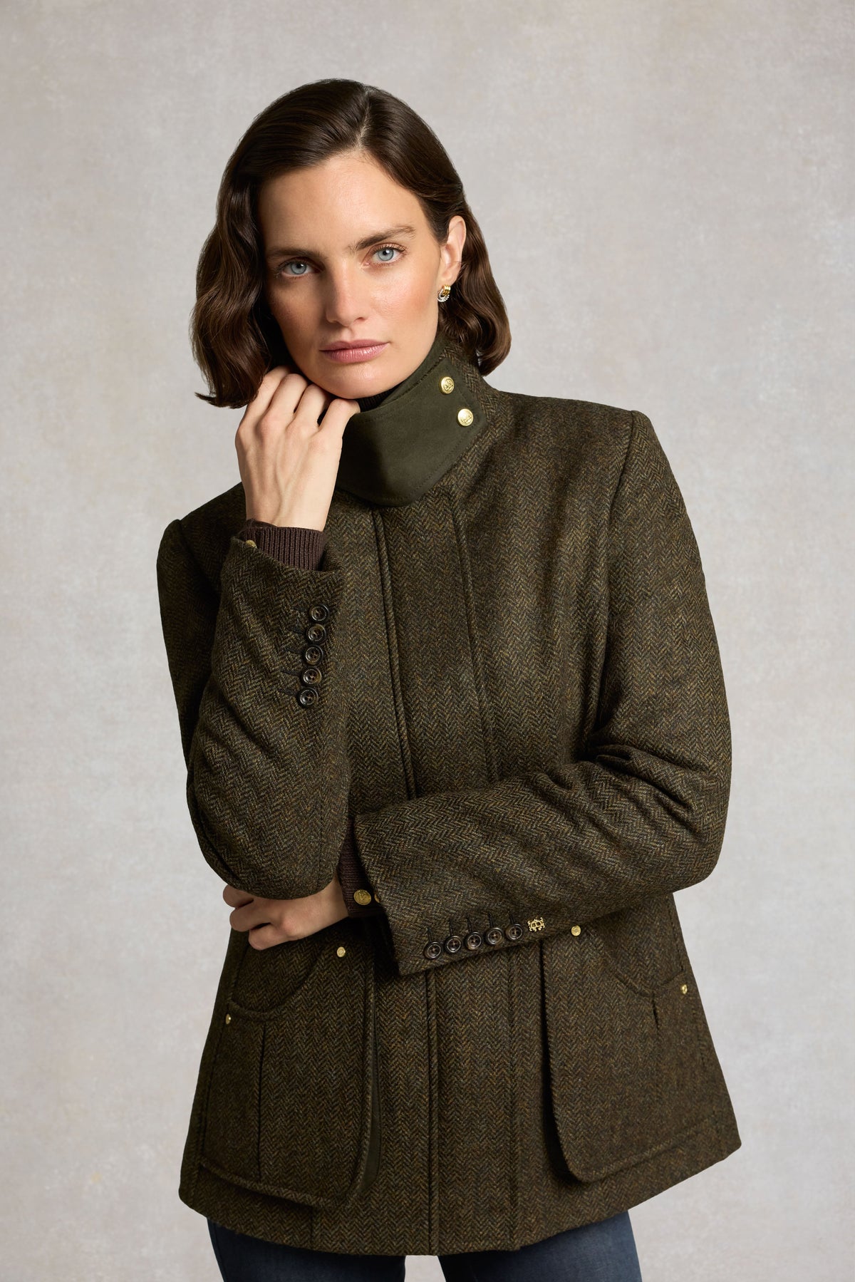 Country Classic Jacket (Dark Green Herringbone)