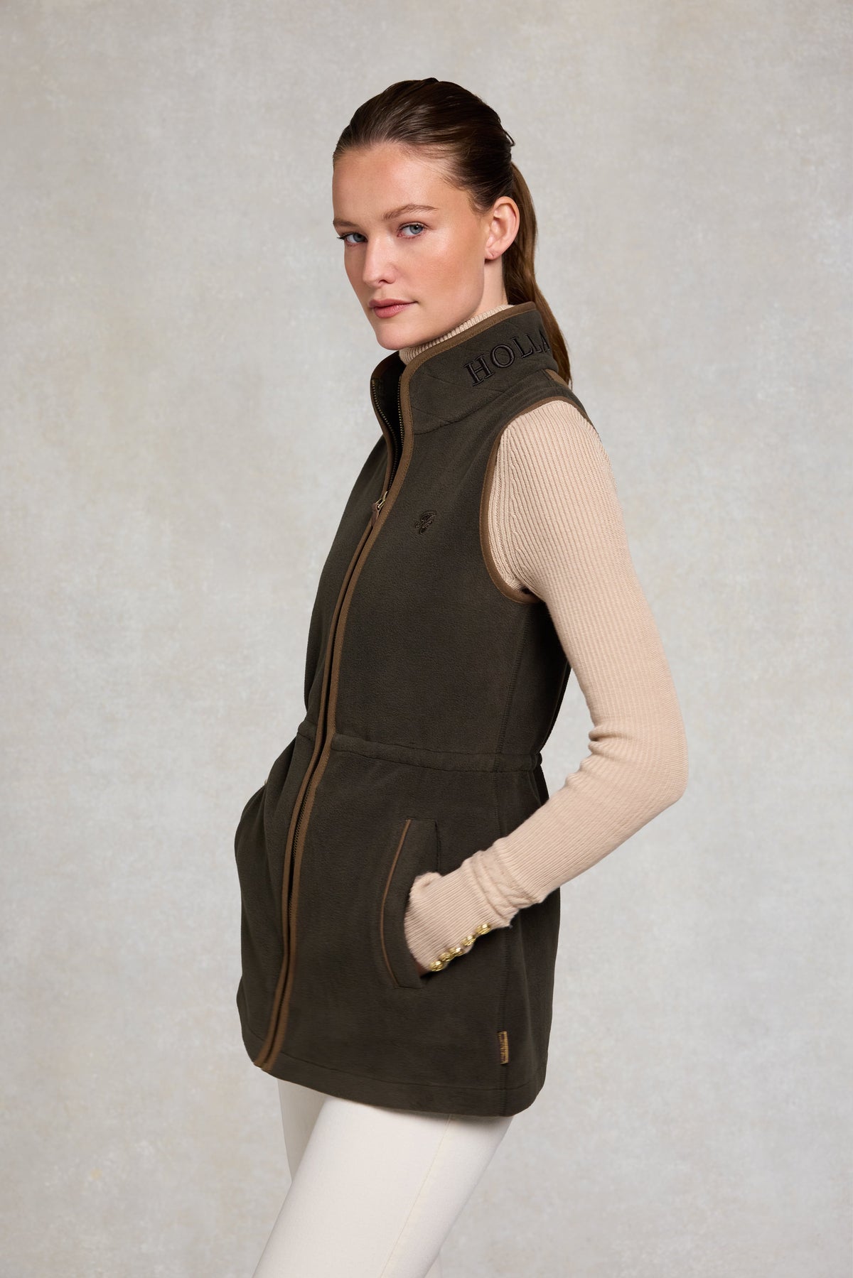 Country Longline Fleece Gilet (Khaki)