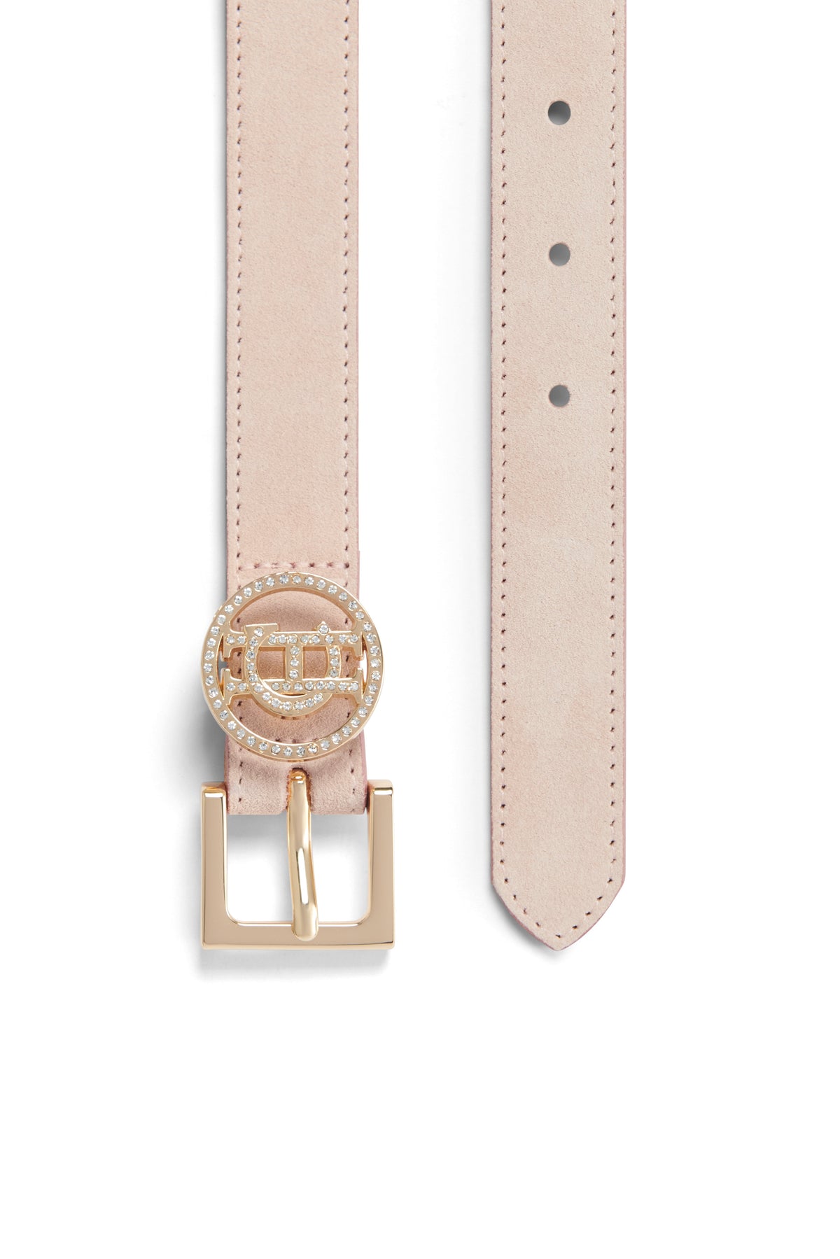 Crystal Logo Slim Belt (Blush Suede)
