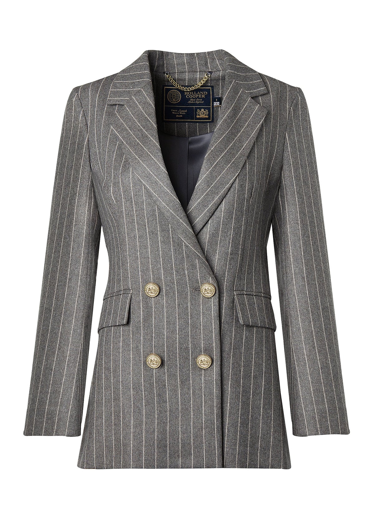 Double Breasted Blazer (Soft Grey Pinstripe)