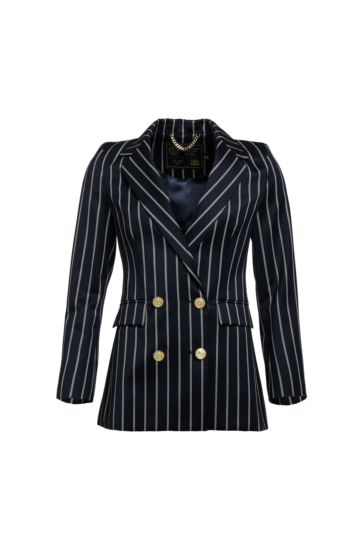 Double Breasted Blazer (Ink Navy Wide Stripe)