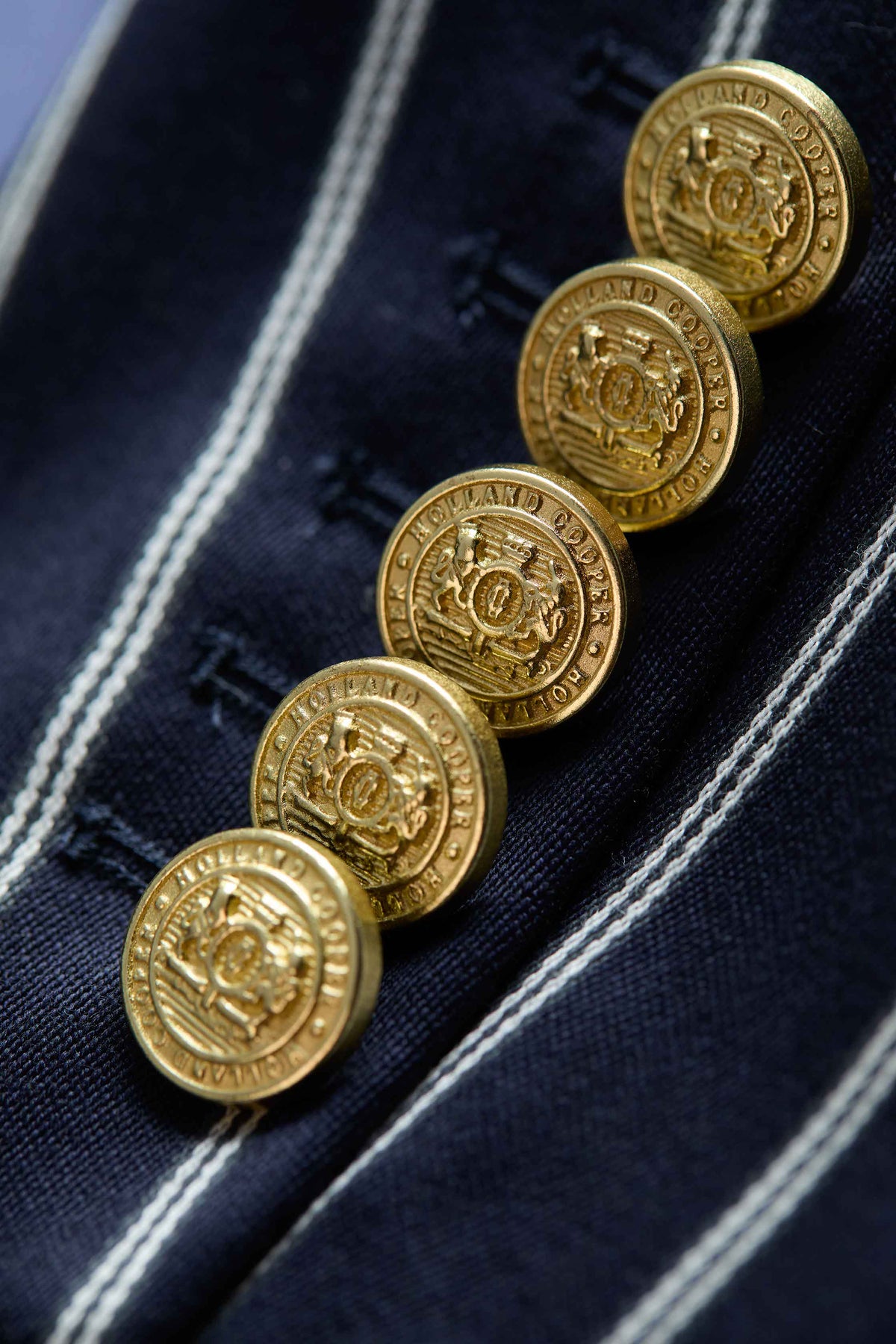 Double Breasted Blazer (Ink Navy Wide Stripe)