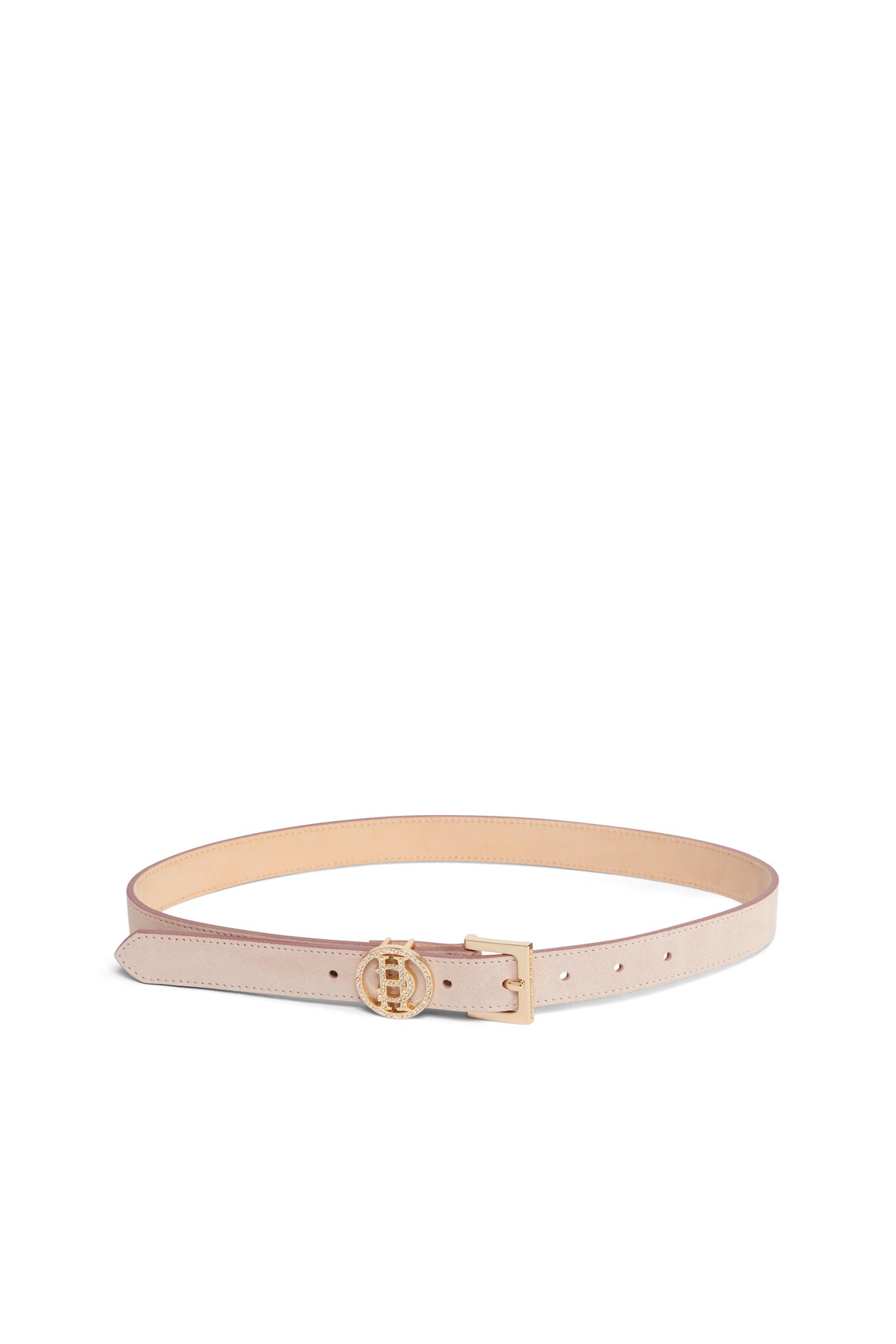Crystal Logo Slim Belt (Blush Suede)