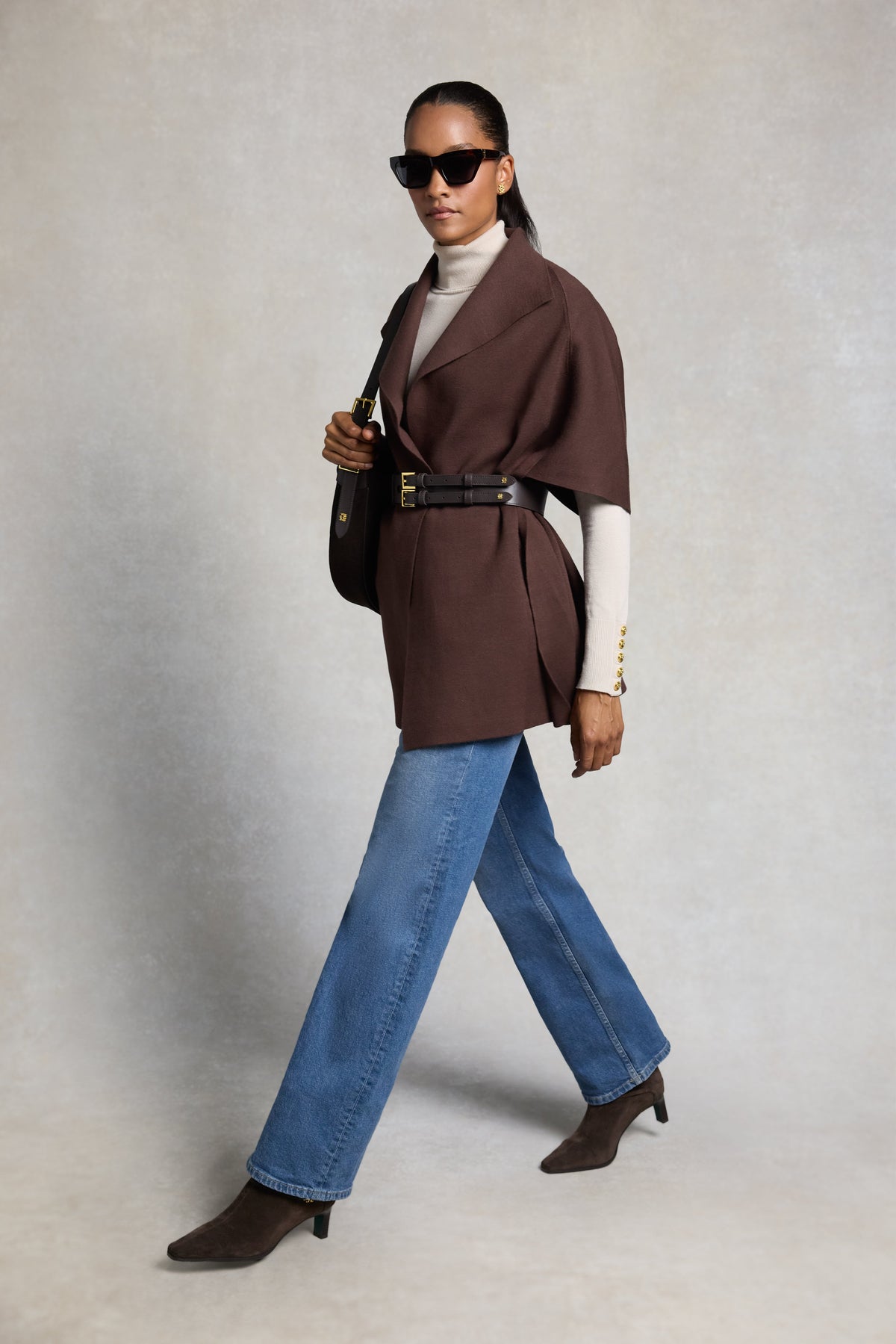 Everett Cape Cardigan (Chocolate)