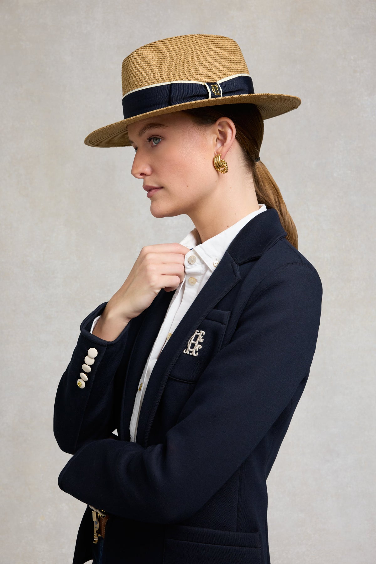 Francesca Hat (Camel Navy Bow)
