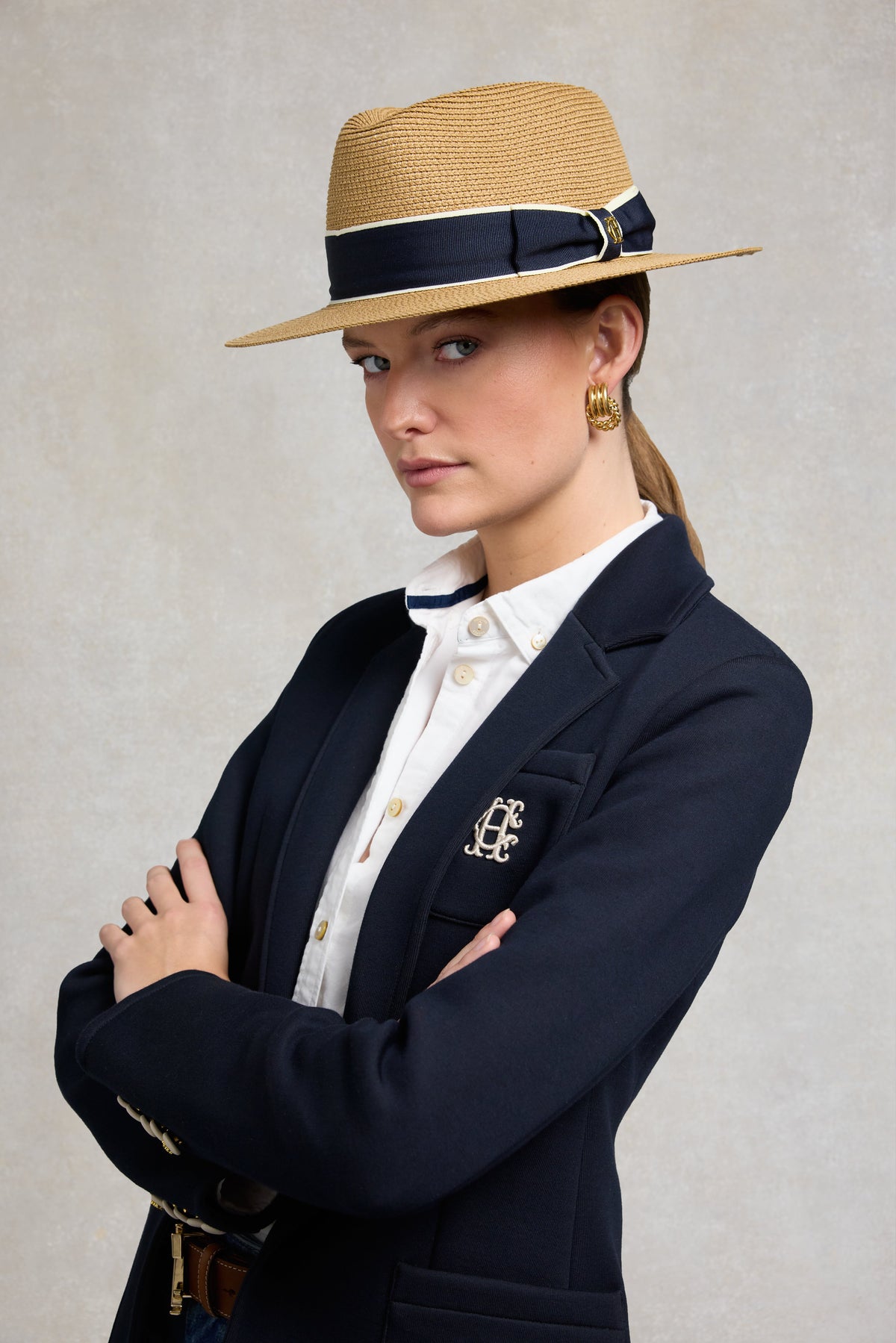Francesca Hat (Camel Navy Bow)