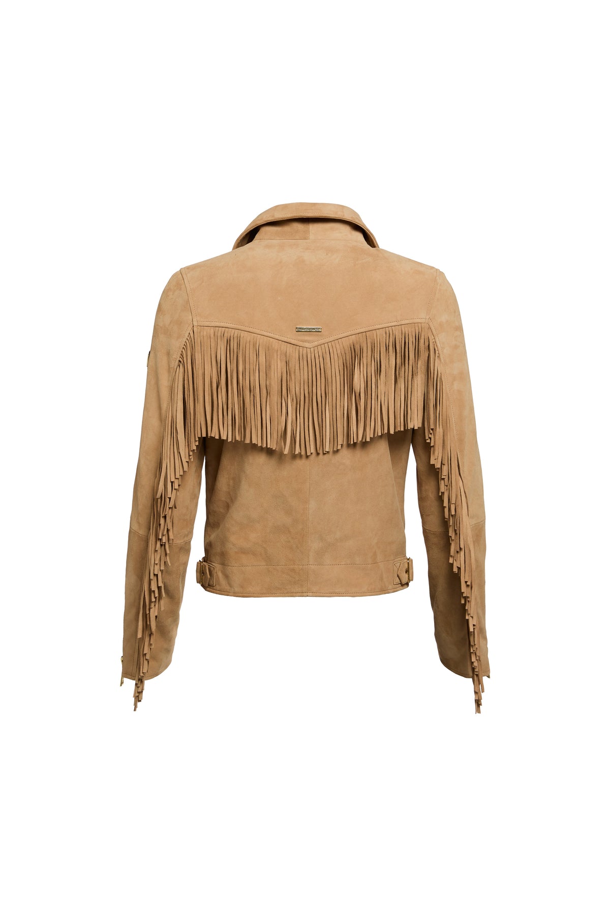 Fringed Suede Biker Jacket (Camel)