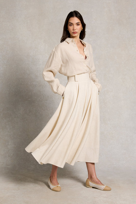 360 Maxi Linen Circle Skirt (Natural Linen)