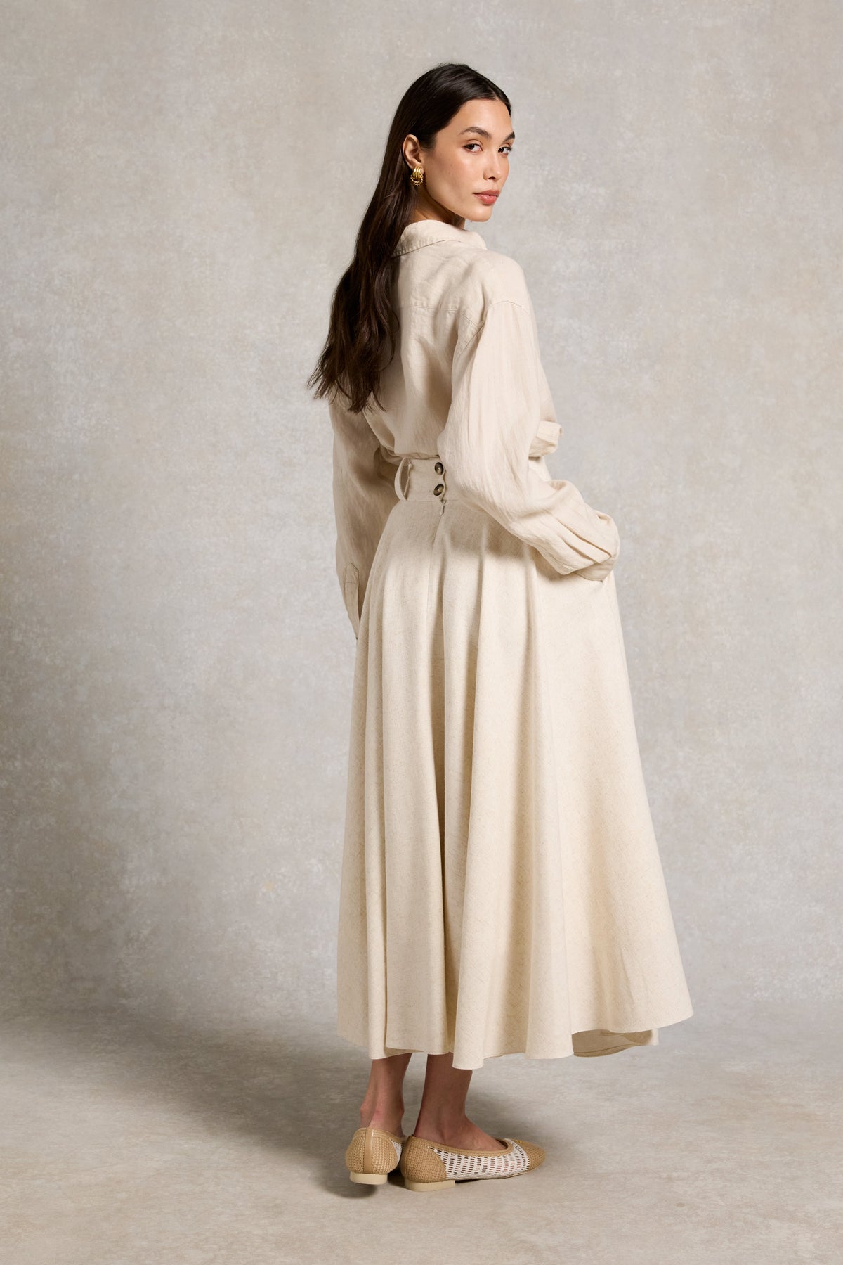 360 Maxi Linen Circle Skirt (Natural Linen)