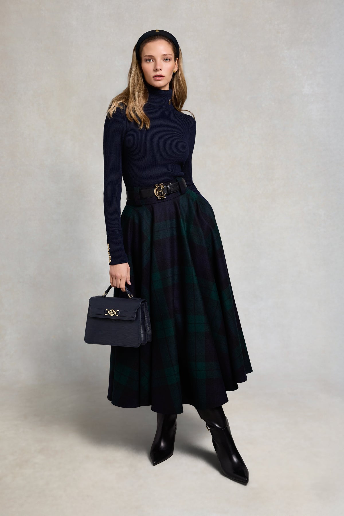 360 Maxi Tweed Circle Skirt (Blackwatch)