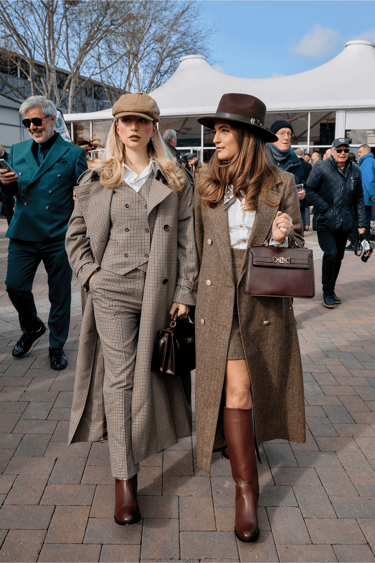 Grace Foley's Cheltenham Look (Large Scale Brown Herringbone)