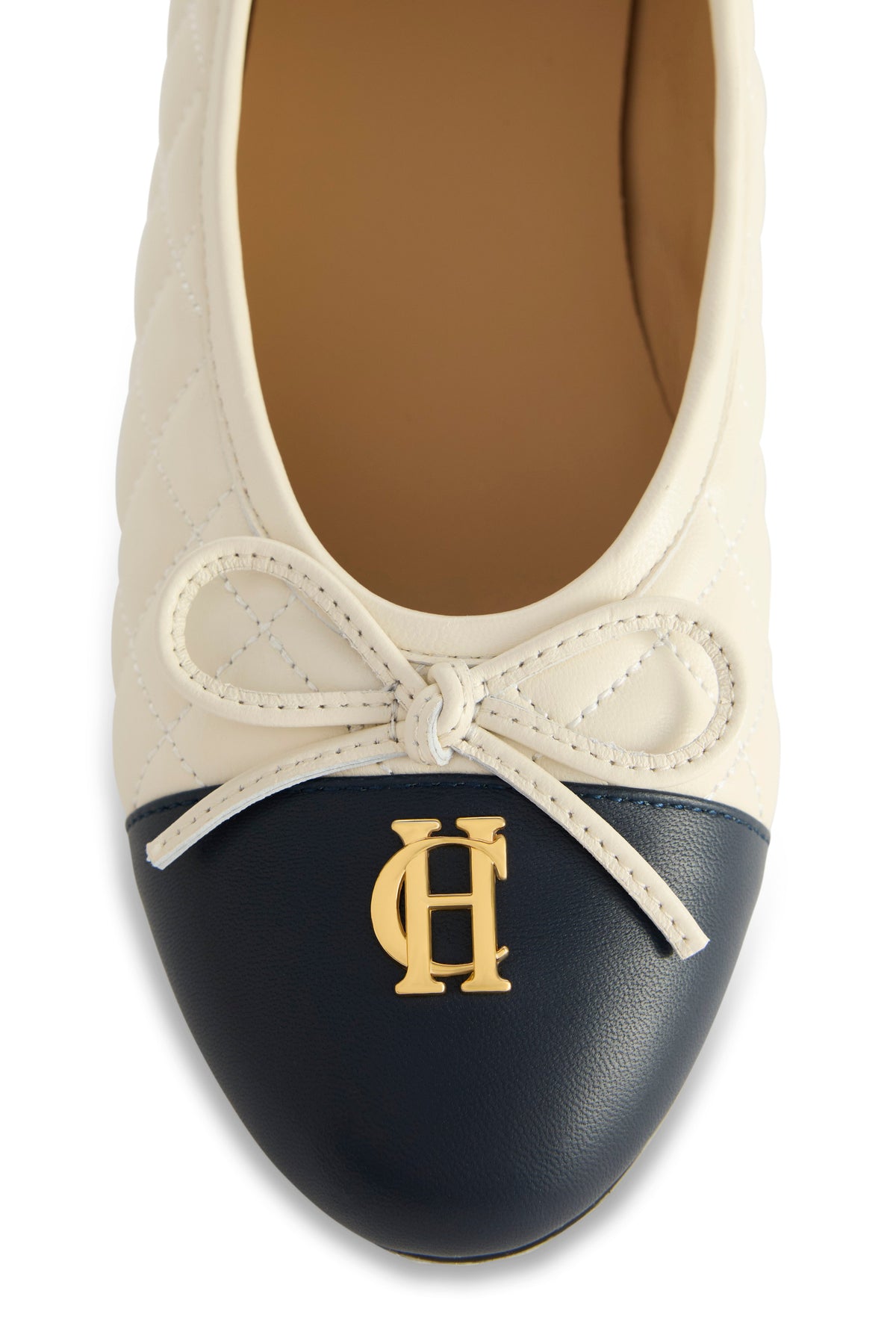 Ballet Shoe (Cream Navy Quilt Leather)