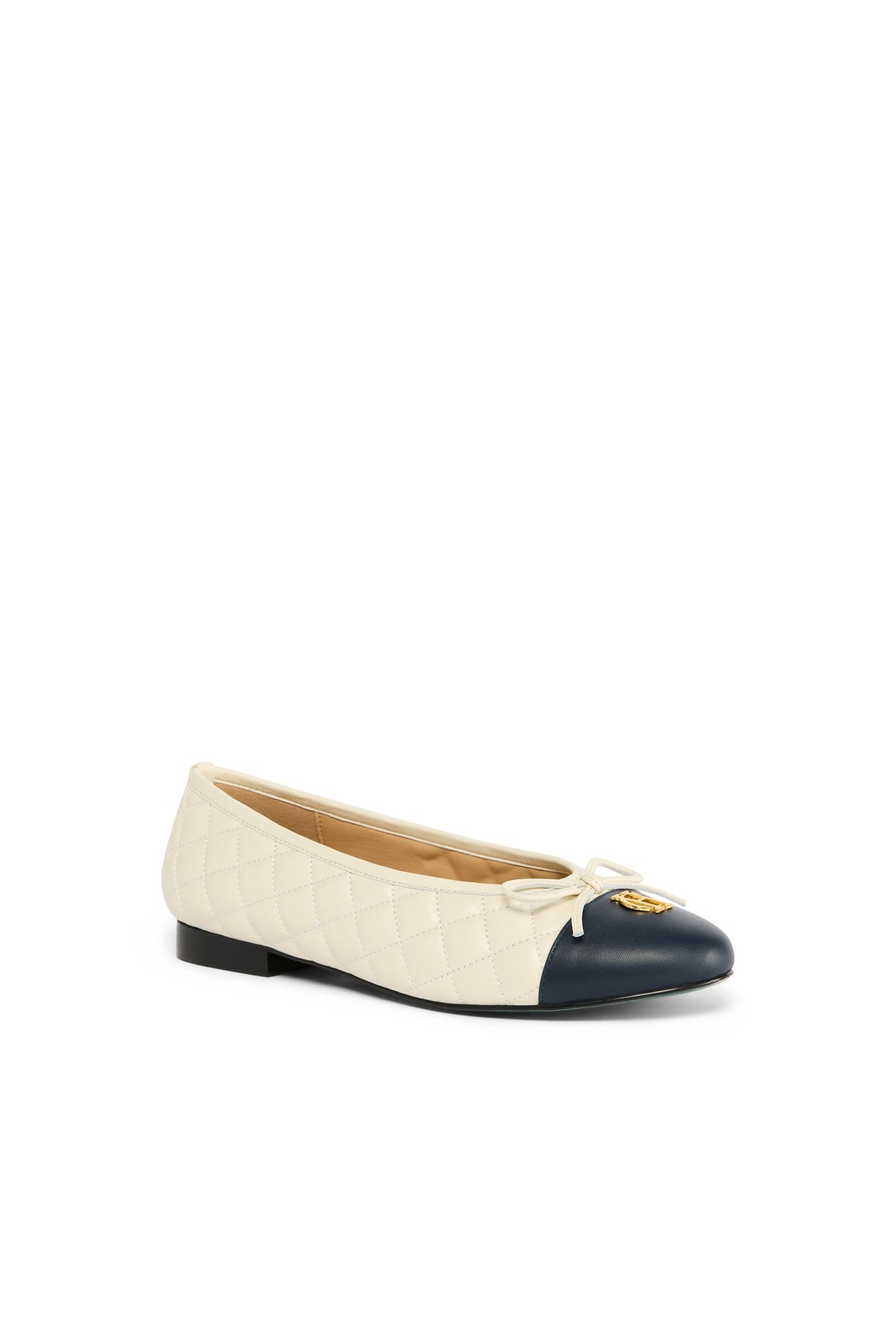 Ballet Shoe (Cream Navy Quilt Leather)