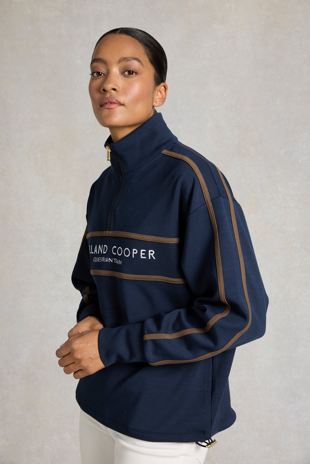 Equestrian Quarter Zip Neck Sweat (Ink Navy)