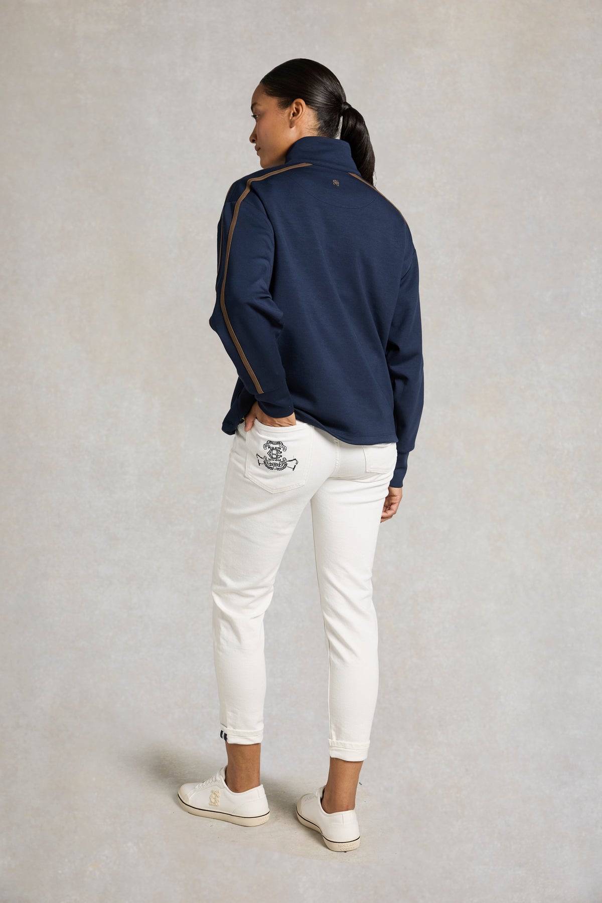 Equestrian Quarter Zip Neck Sweat (Ink Navy)