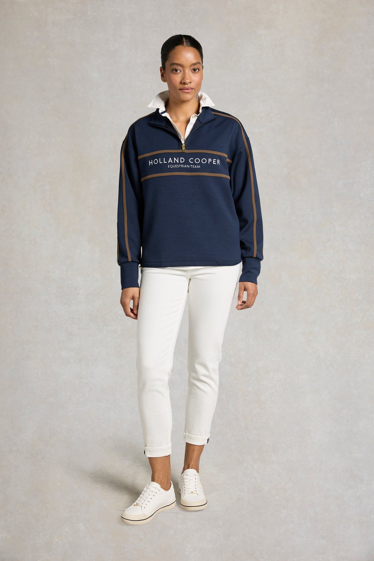 Equestrian Quarter Zip Neck Sweat (Ink Navy)
