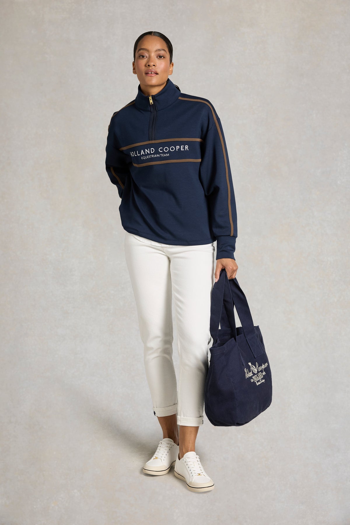 Equestrian Quarter Zip Neck Sweat (Ink Navy)
