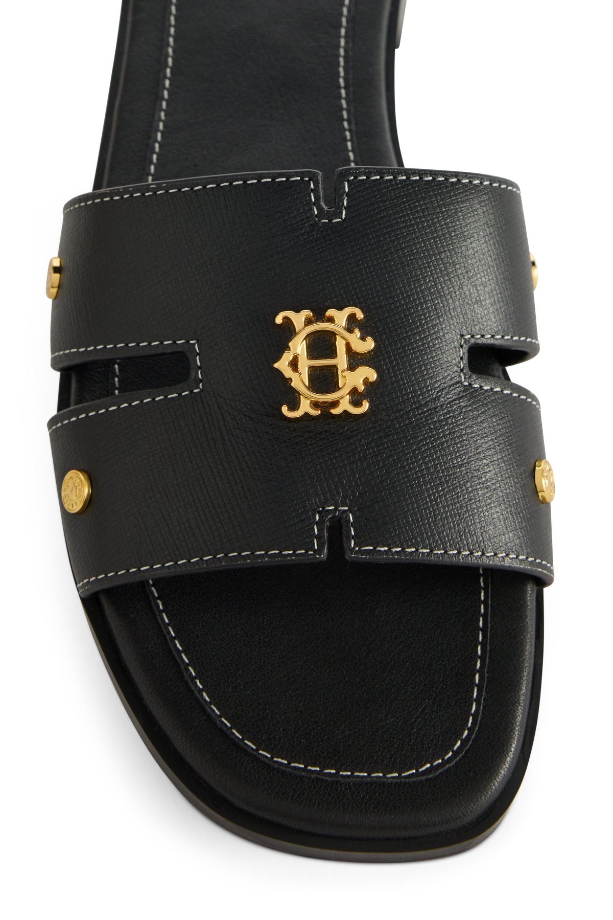 Heraldic Monogram Slides (Black Saffiano)