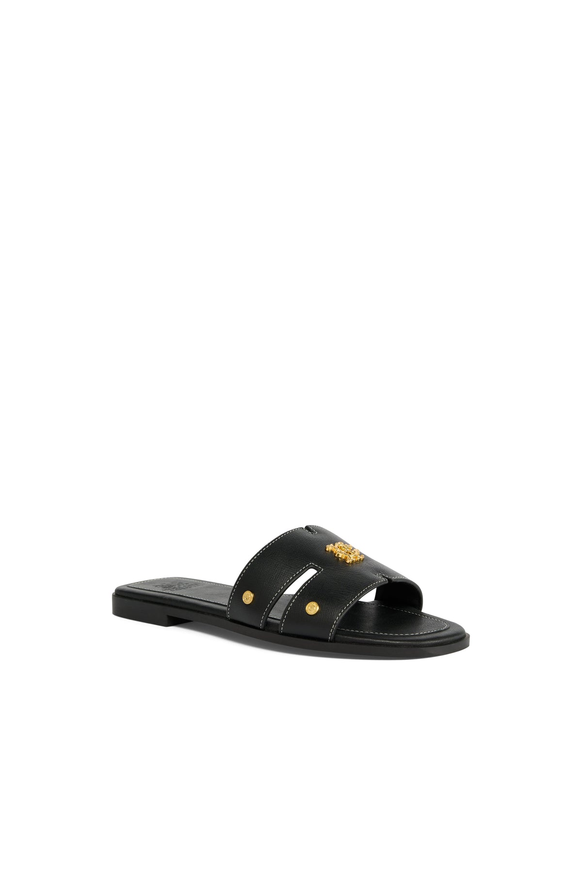 Heraldic Monogram Slides (Black Saffiano)