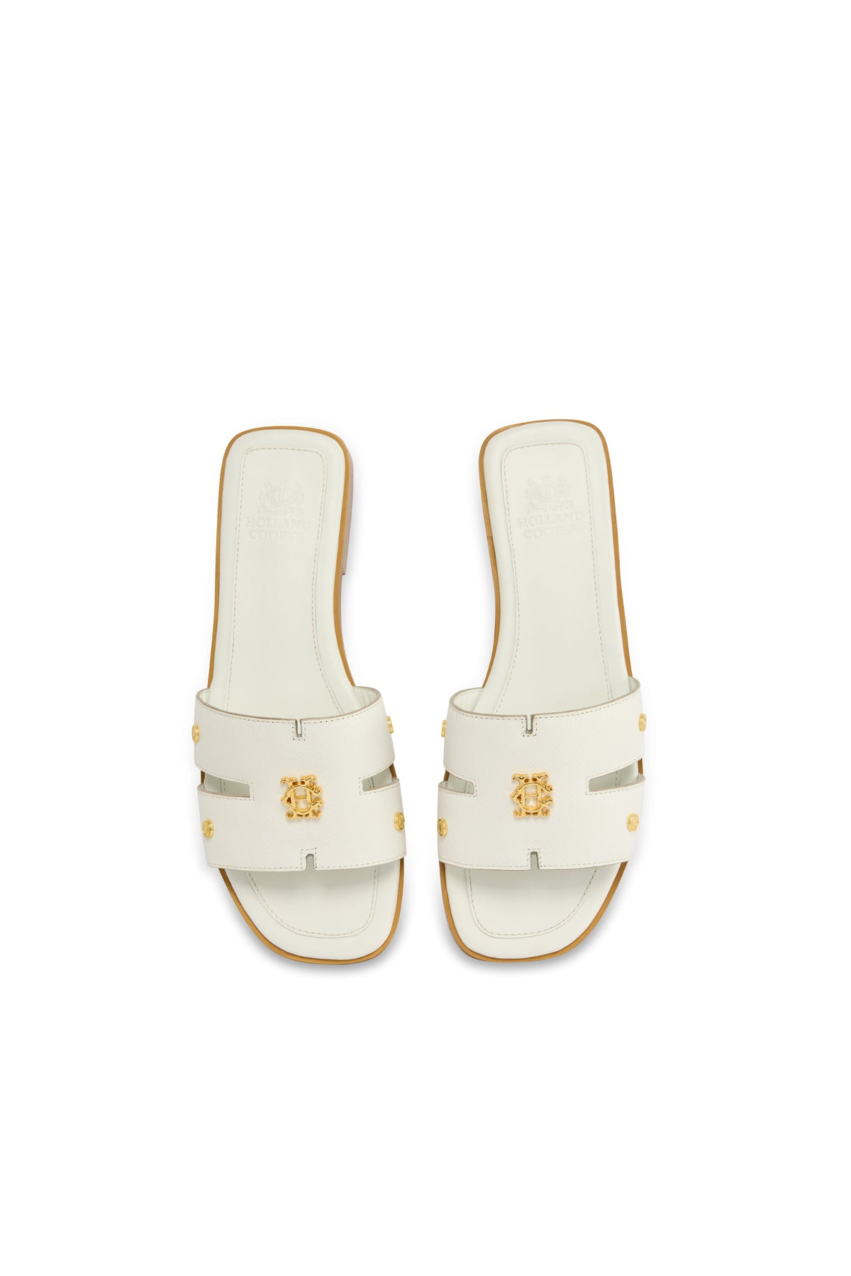 Heraldic Monogram Slides (White Saffiano)