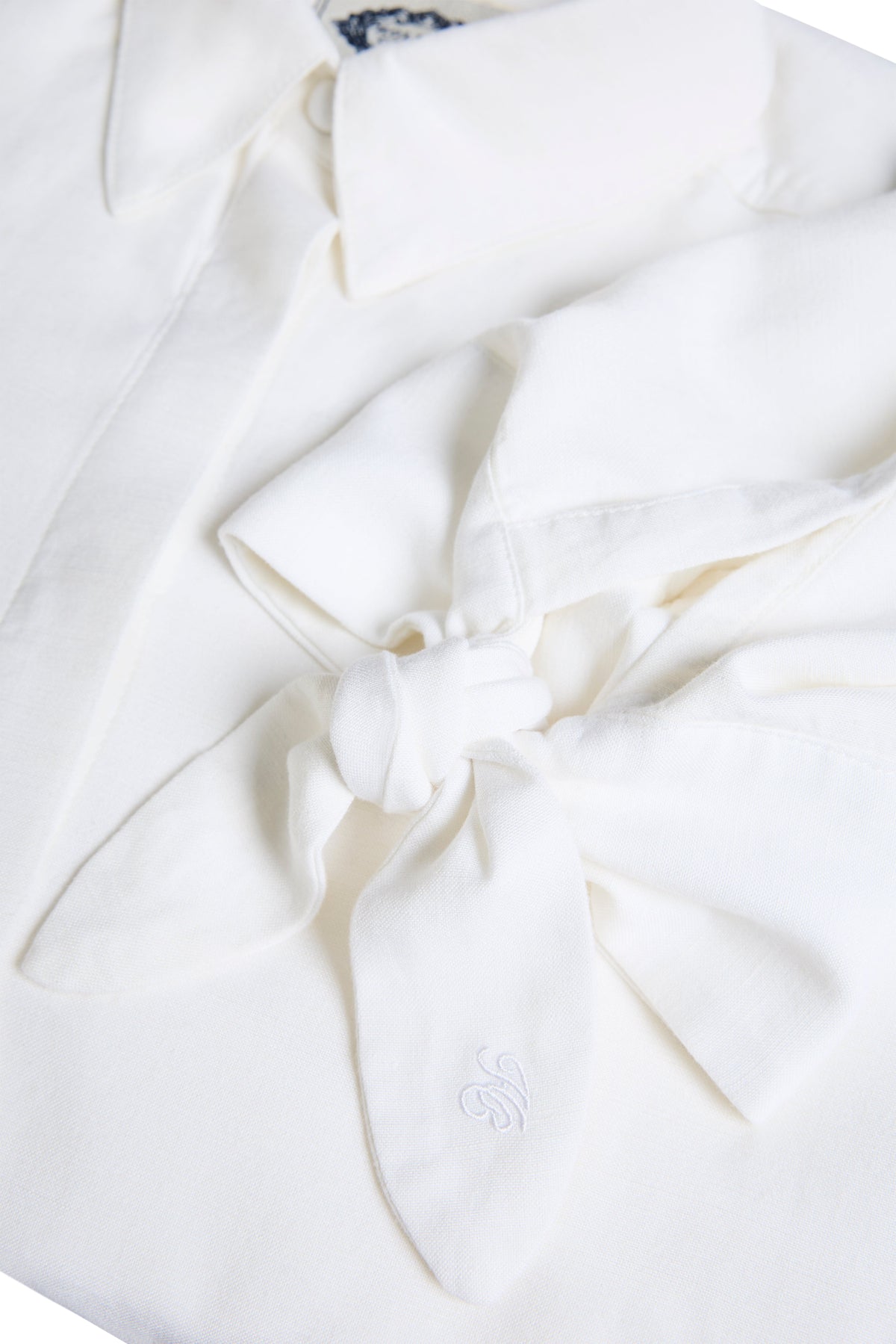 Linen Tie Blouse (White)