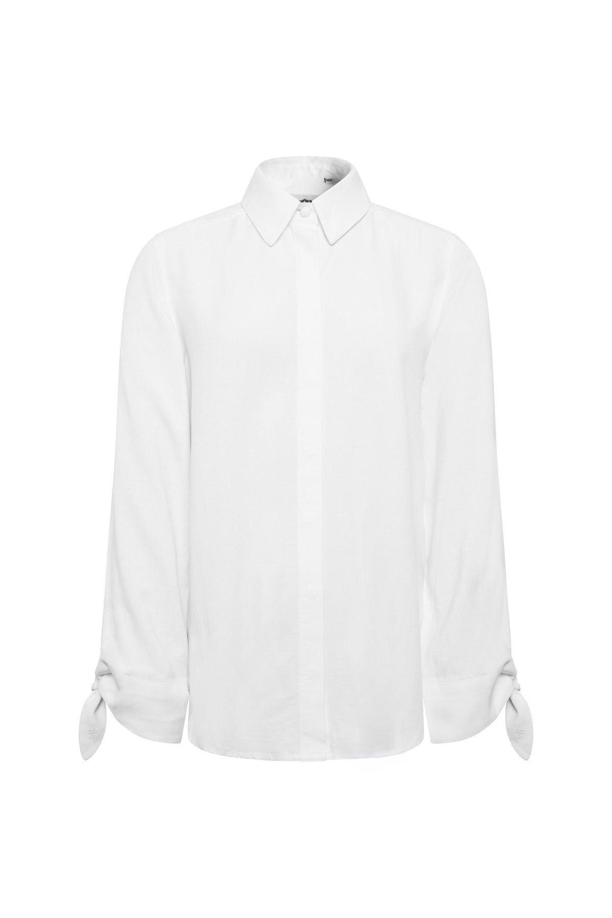 Linen Tie Blouse (White)