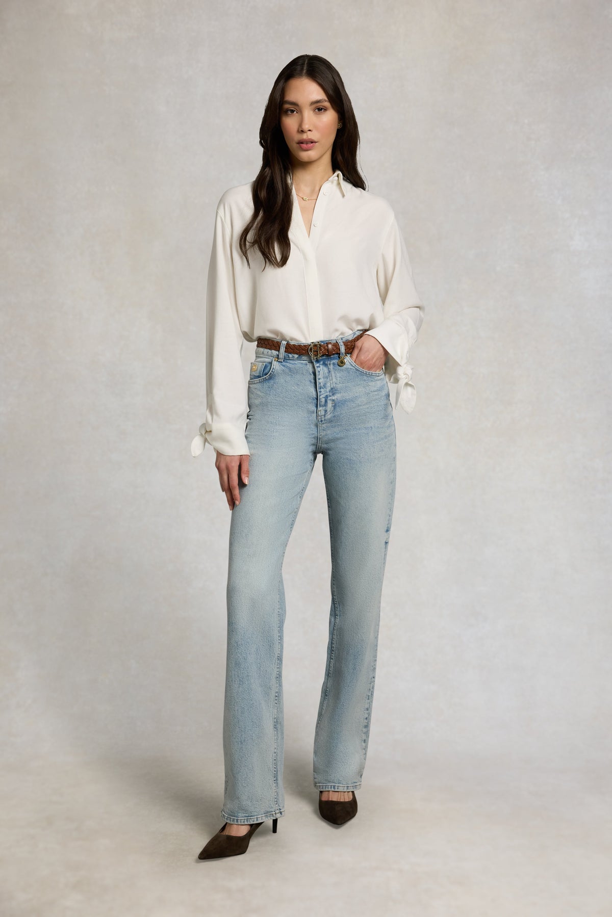 Linen Tie Blouse (White)
