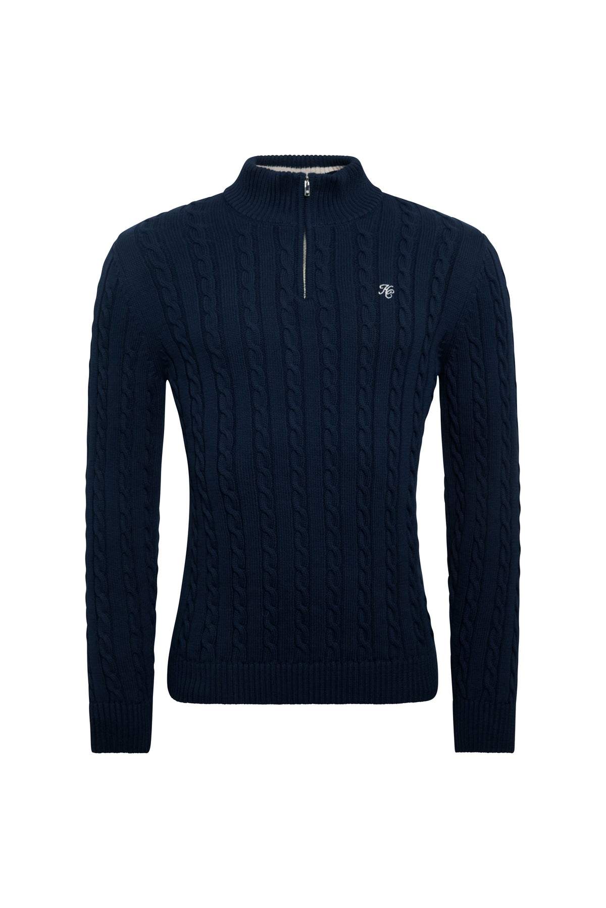Men's Cable Quarter Zip Knit (Ink Navy)