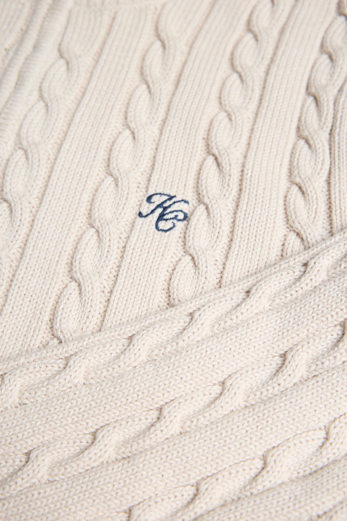Men's Cable Quarter Zip Knit (Stone)