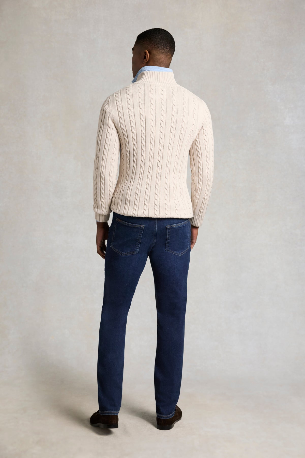 Men's Cable Quarter Zip Knit (Stone)